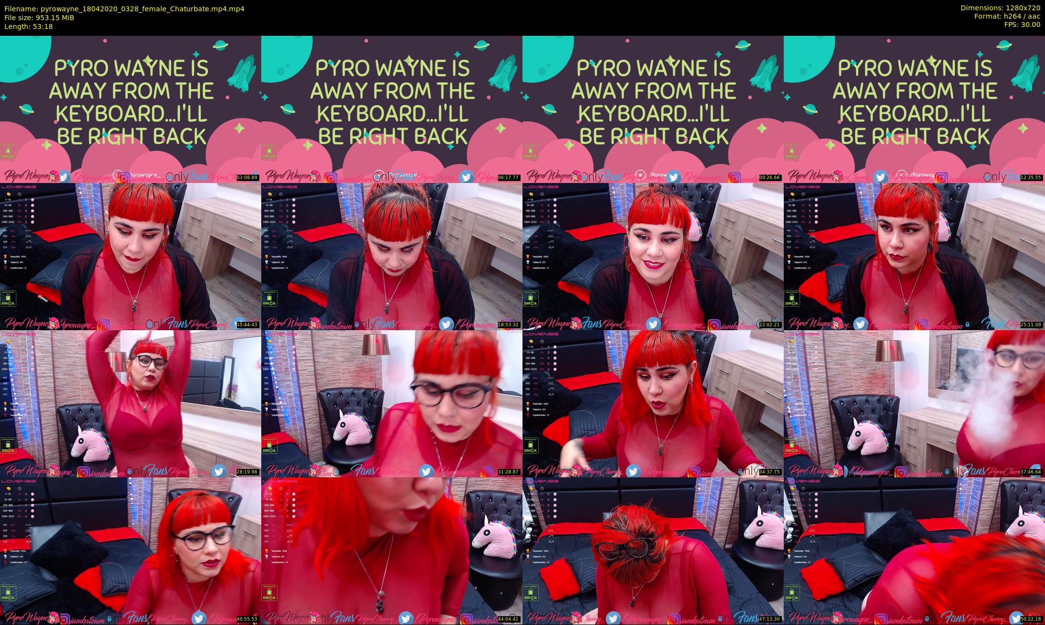 pyrowayne — 54 minute Chaturbate female cam show recording, 720p, Apr 18, 2020