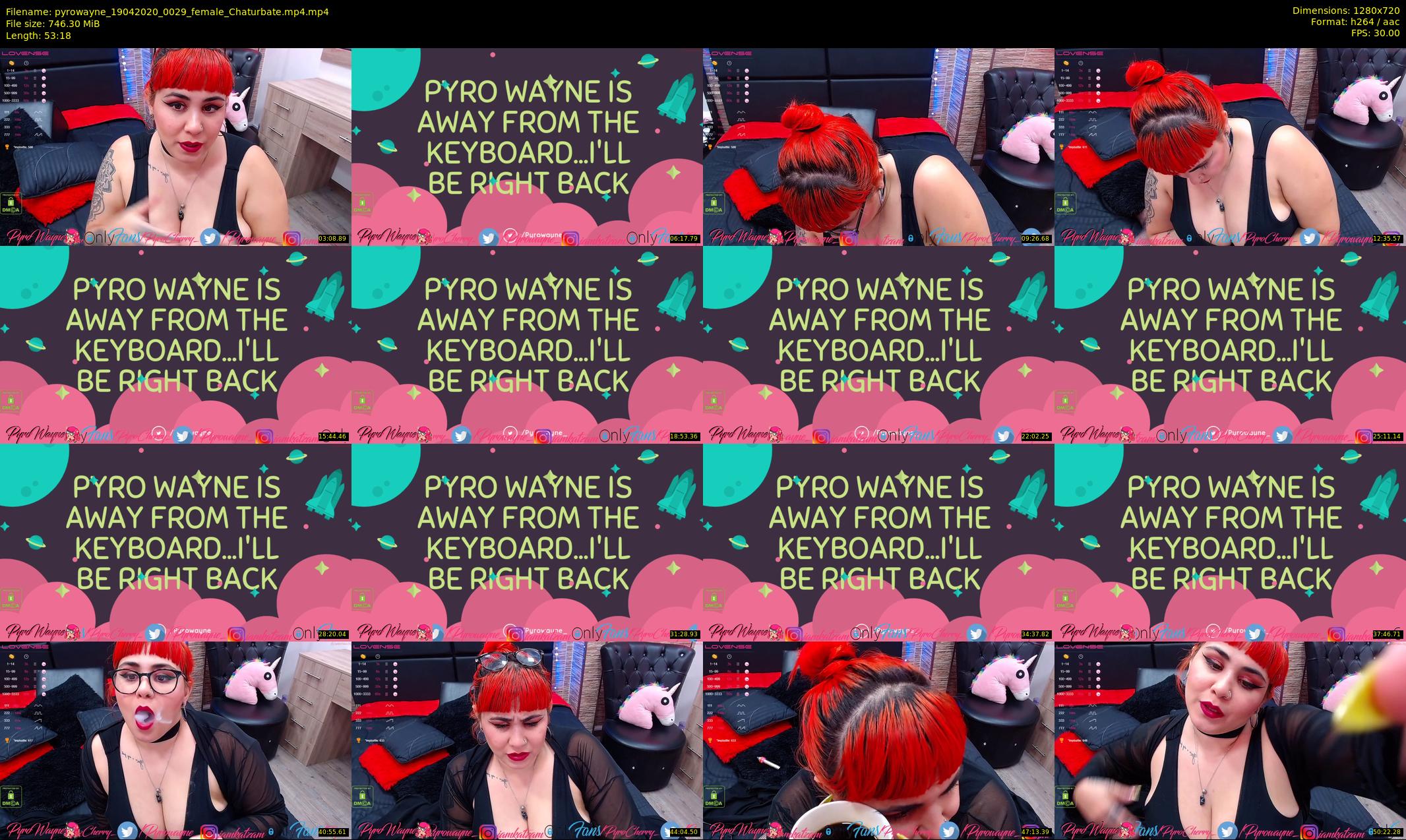pyrowayne — 54 minute Chaturbate female cam show recording, 720p, Apr 19, 2020