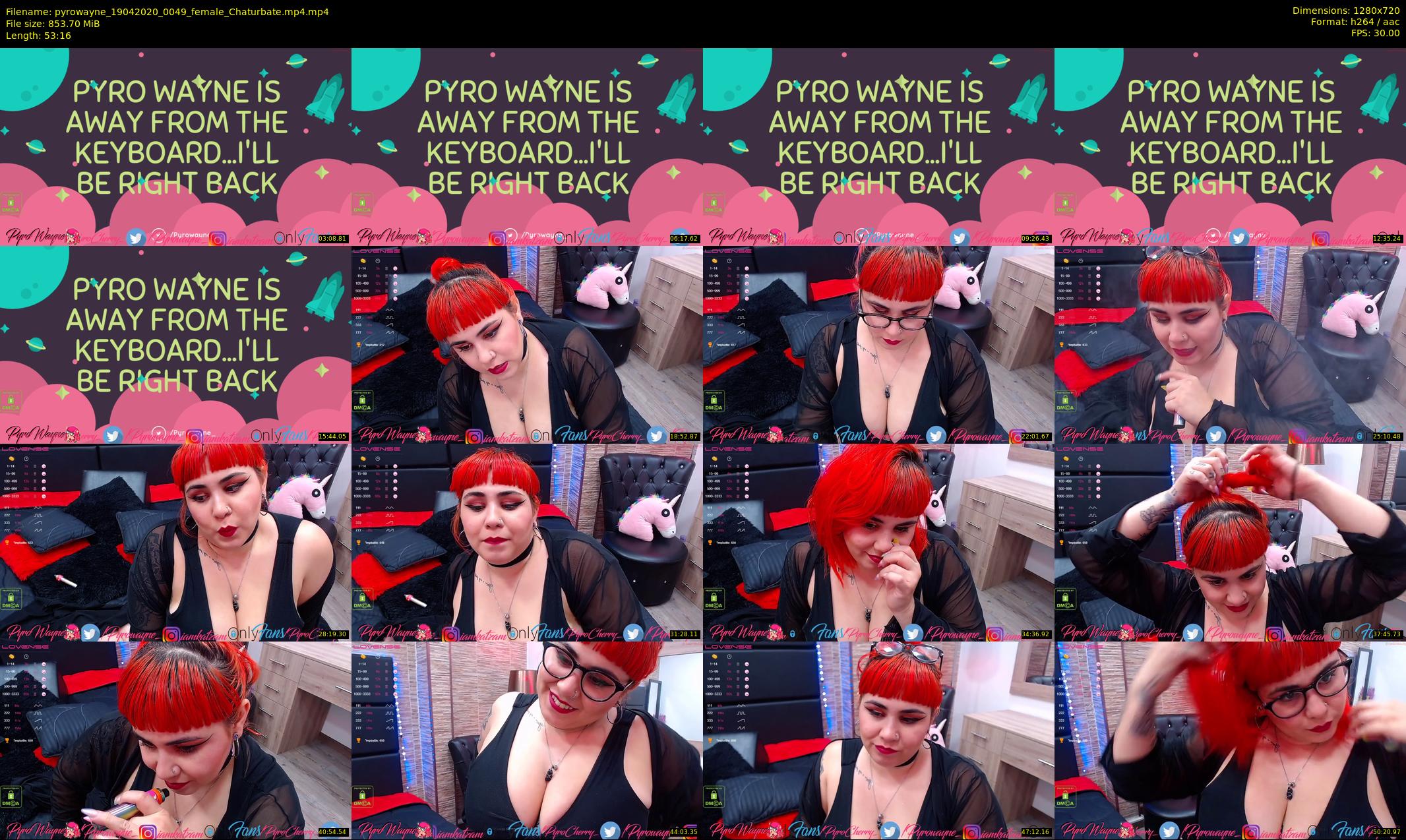pyrowayne — 54 minute Chaturbate female cam show recording, 720p, Apr 19, 2020
