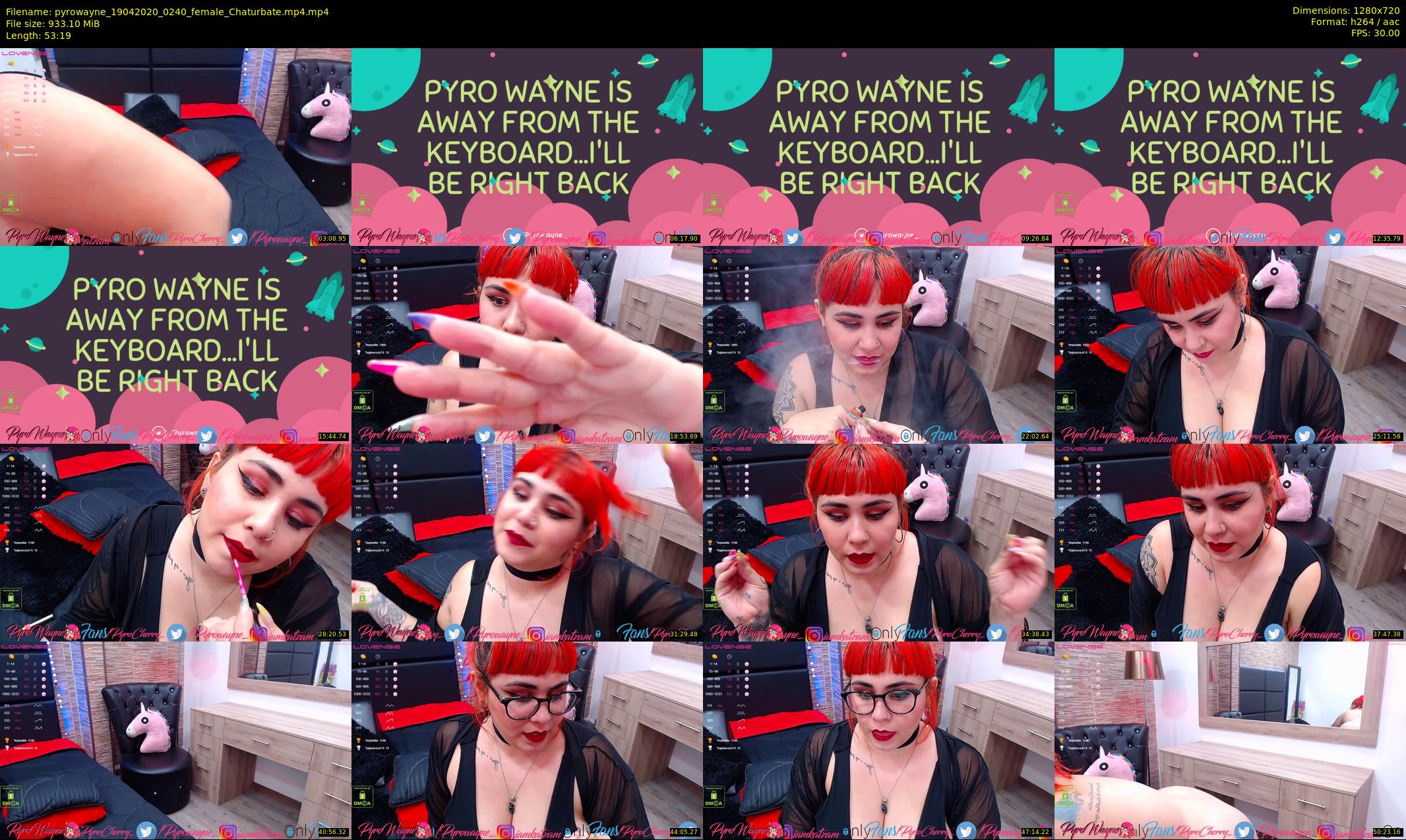 pyrowayne — 54 minute Chaturbate female cam show recording, 720p, Apr 19, 2020