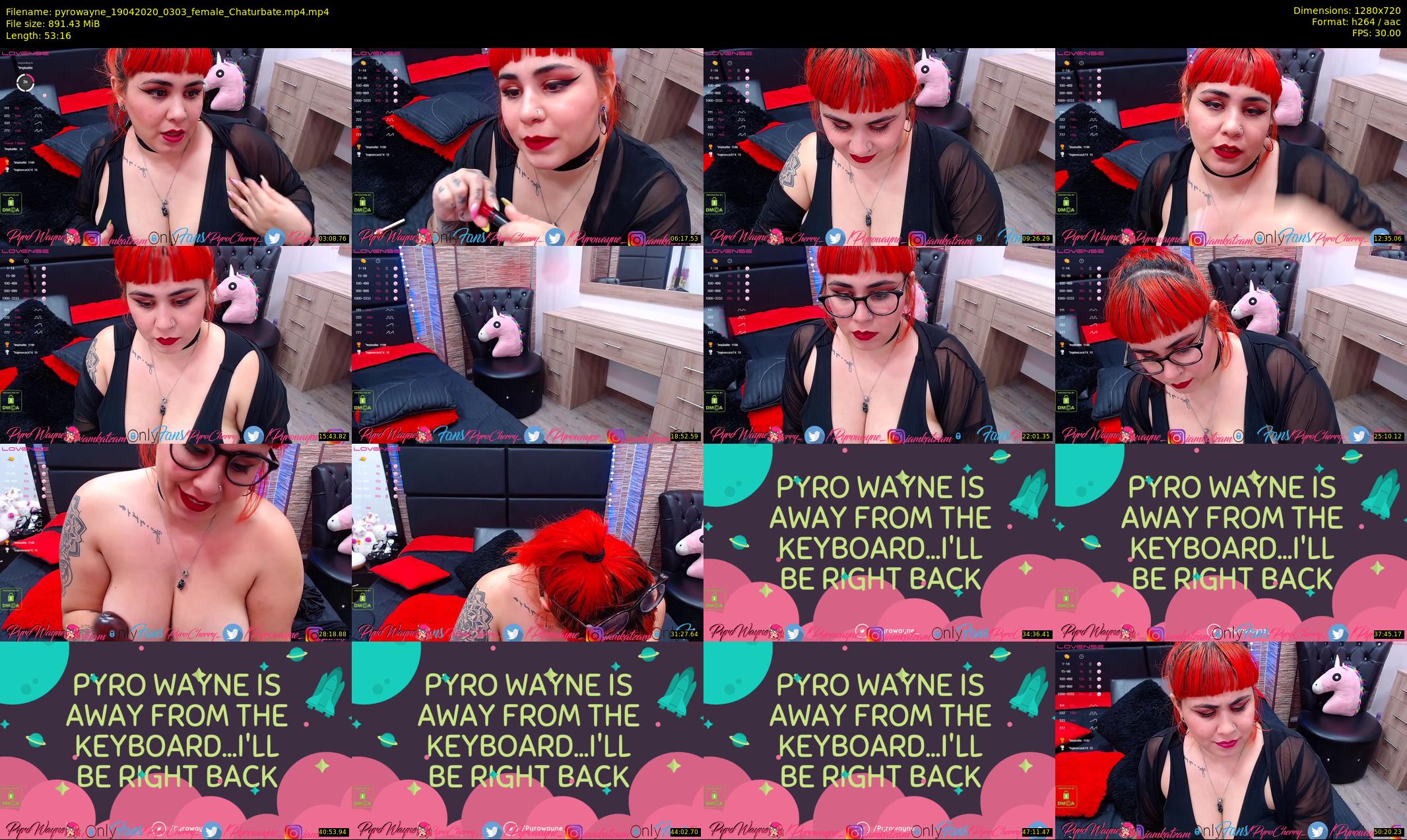 pyrowayne — 54 minute Chaturbate female cam show recording, 720p, Apr 19, 2020