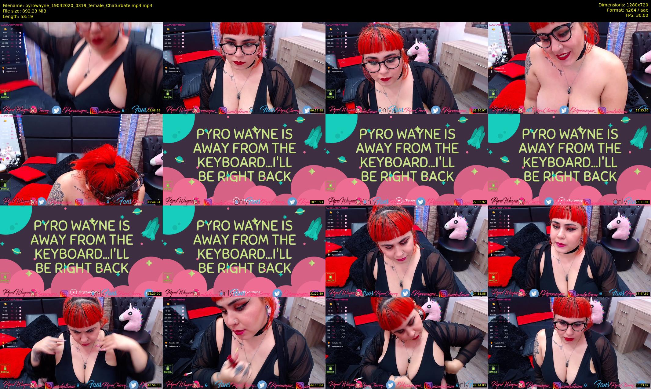 pyrowayne — 54 minute Chaturbate female cam show recording, 720p, Apr 19, 2020