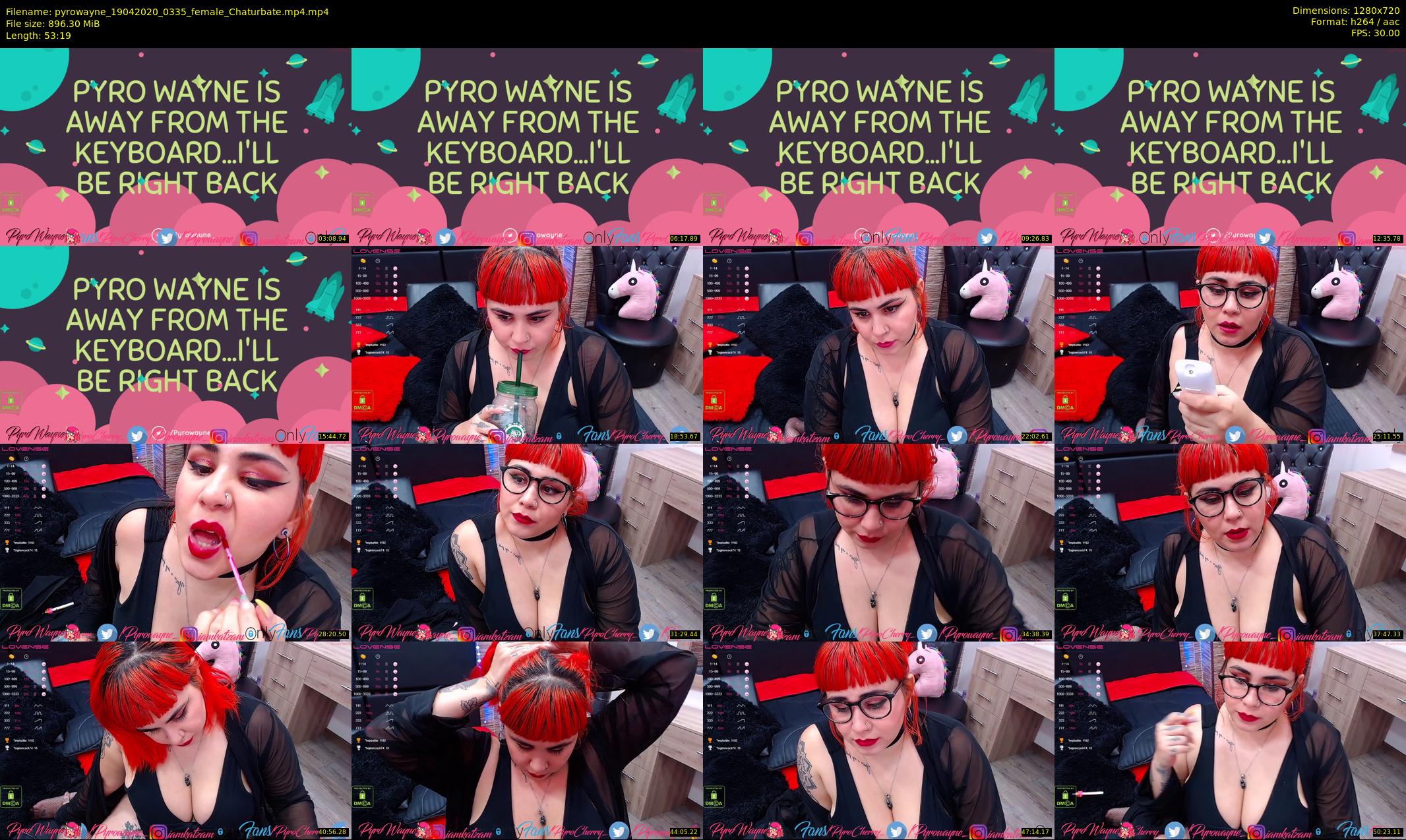 pyrowayne — 54 minute Chaturbate female cam show recording, 720p, Apr 19, 2020