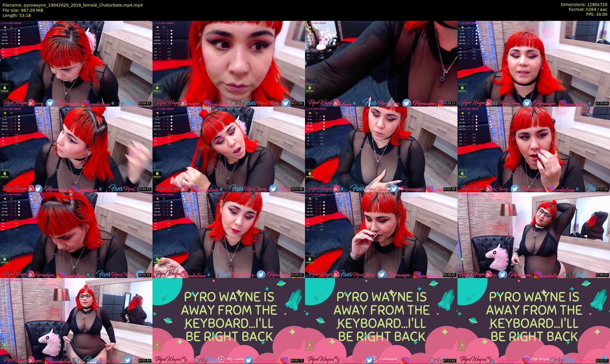 pyrowayne — 54 minute Chaturbate female cam show recording, 720p, Apr 19, 2020