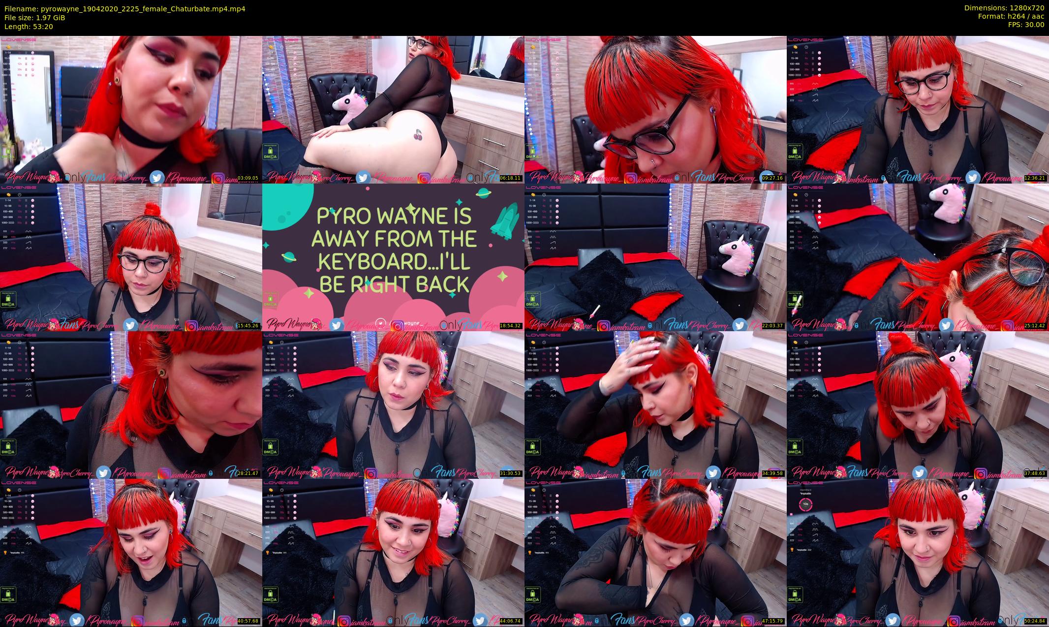 pyrowayne — 54 minute Chaturbate female cam show recording, 720p, Apr 19, 2020
