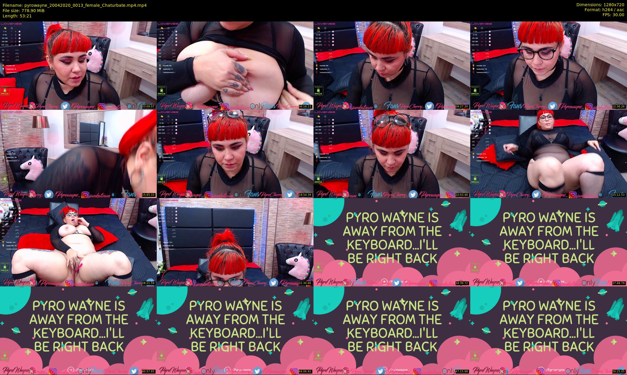 pyrowayne — 54 minute Chaturbate female cam show recording, 720p, Apr 20, 2020