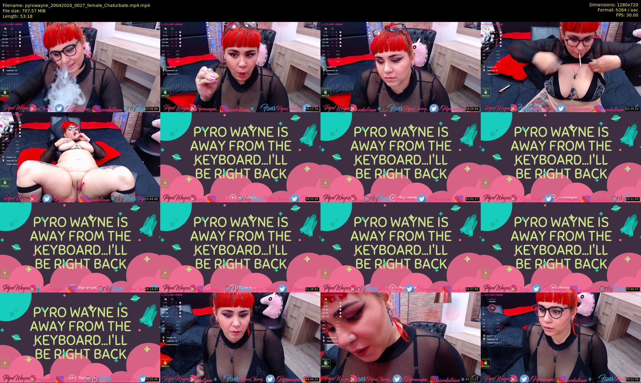 pyrowayne — 54 minute Chaturbate female cam show recording, 720p, Apr 20, 2020