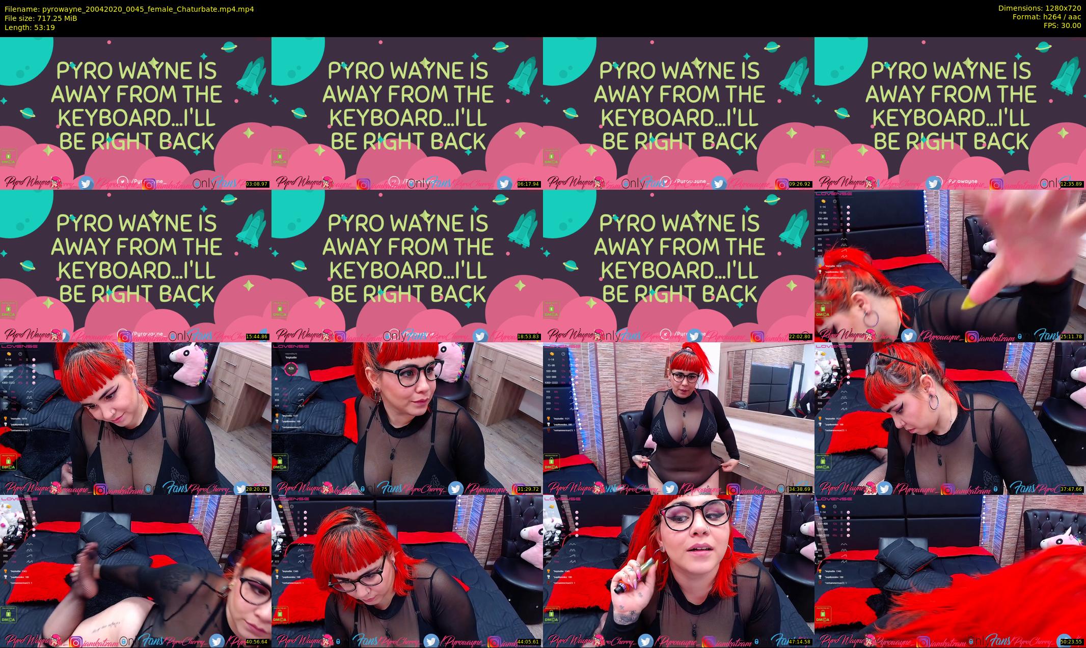 pyrowayne — 54 minute Chaturbate female cam show recording, 720p, Apr 20, 2020