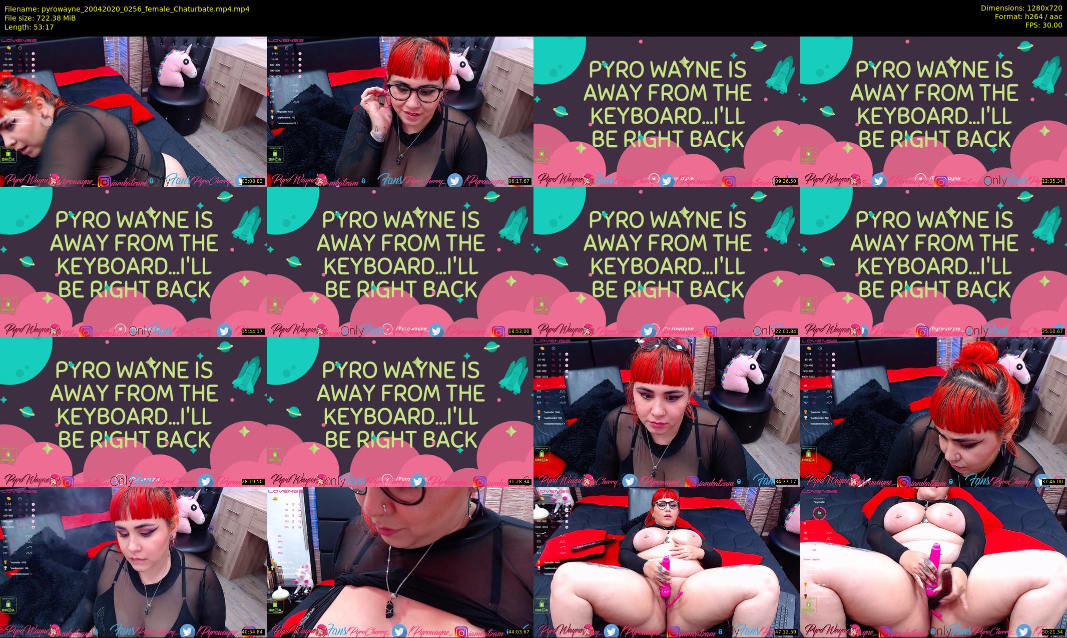pyrowayne — 54 minute Chaturbate female cam show recording, 720p, Apr 20, 2020