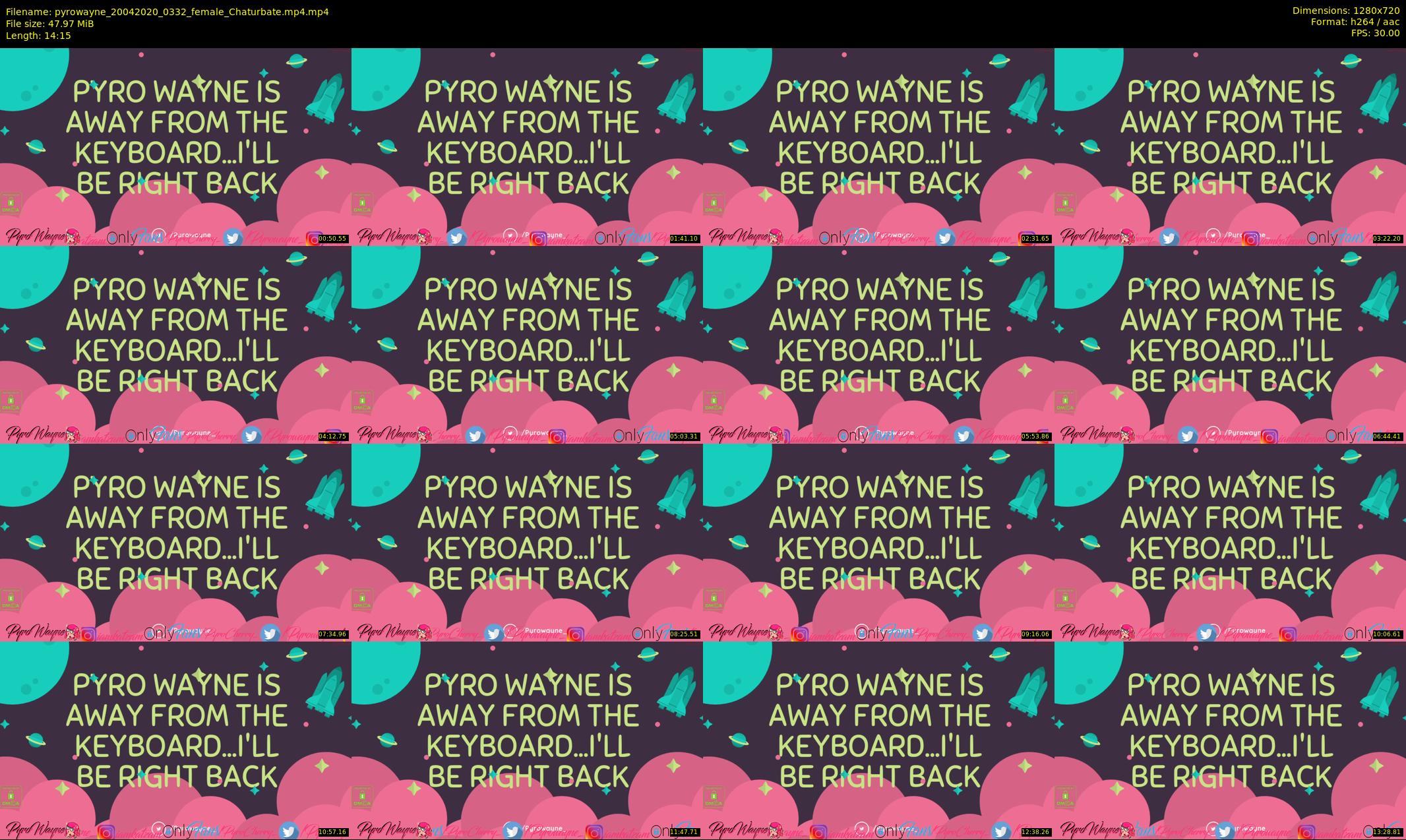 pyrowayne — 15 minute Chaturbate female cam show recording, 720p, Apr 20, 2020