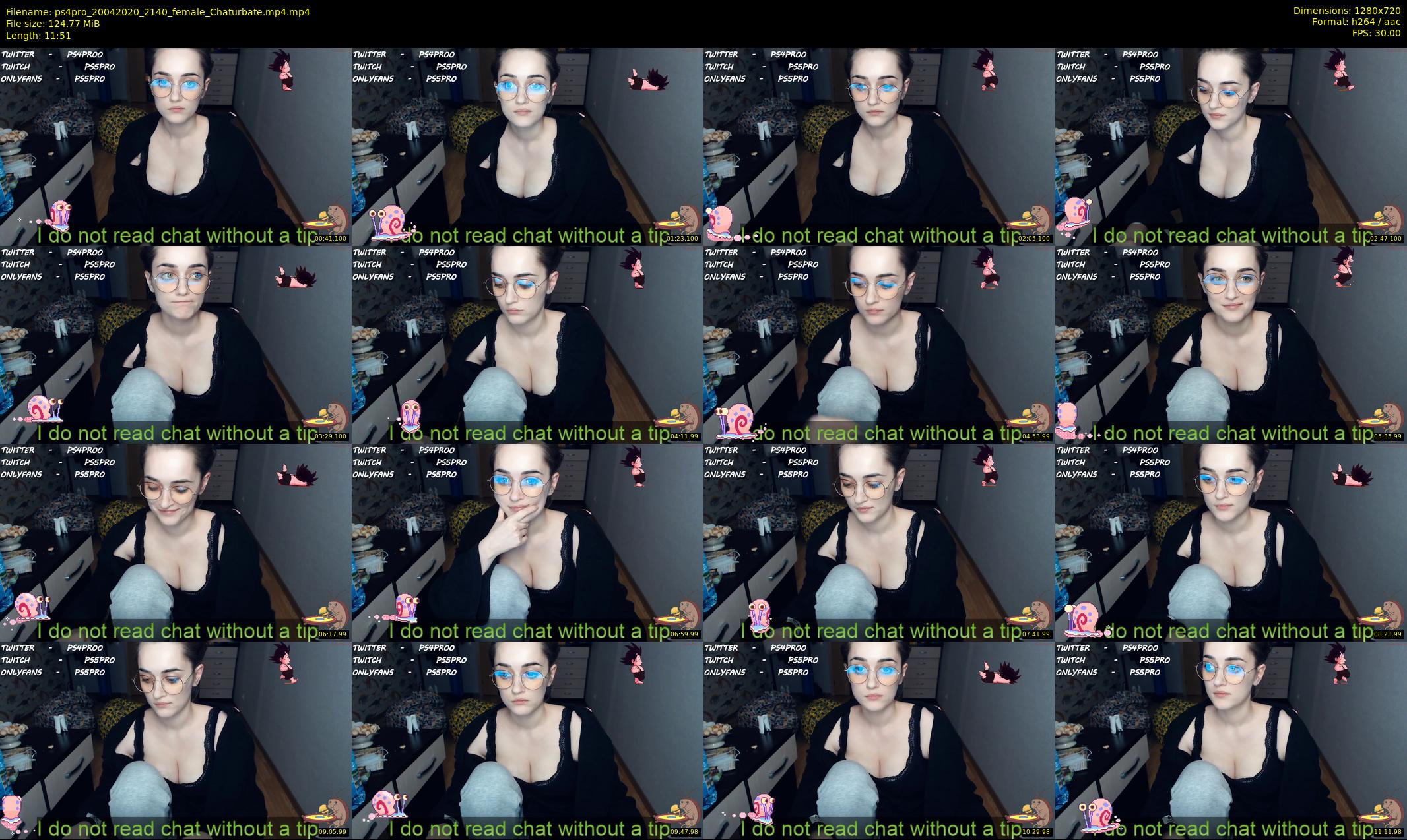 ps4pro — 12 minute Chaturbate female cam show recording, 720p, Apr 20, 2020