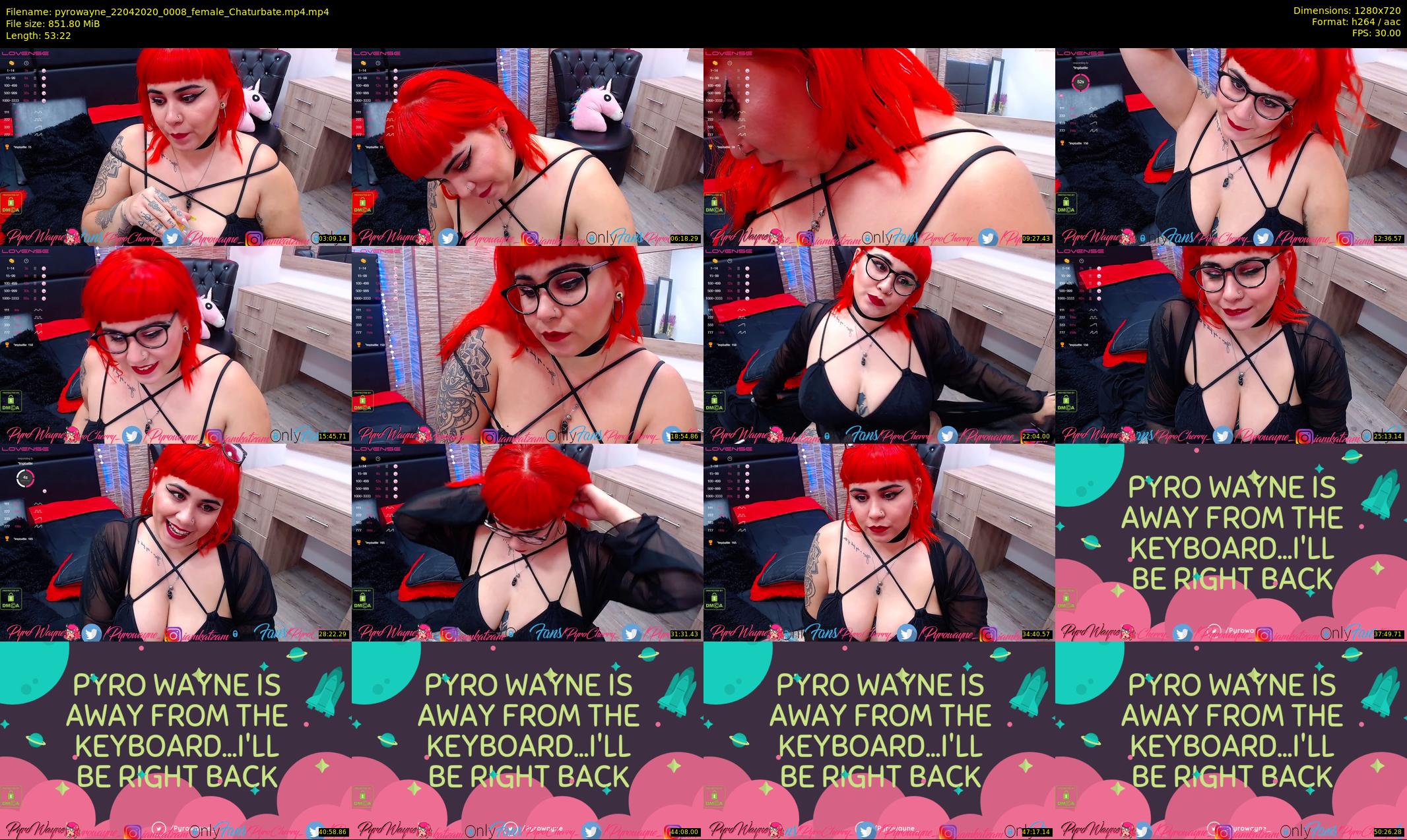 pyrowayne — 54 minute Chaturbate female cam show recording, 720p, Apr 22, 2020