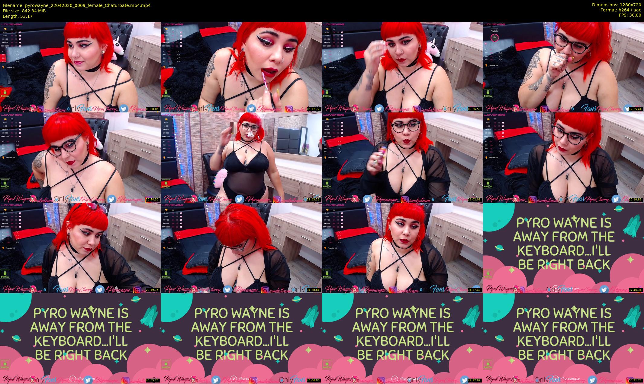 pyrowayne — 54 minute Chaturbate female cam show recording, 720p, Apr 22, 2020