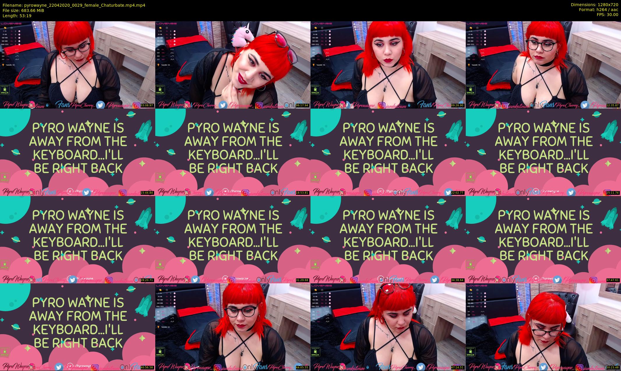 pyrowayne — 54 minute Chaturbate female cam show recording, 720p, Apr 22, 2020
