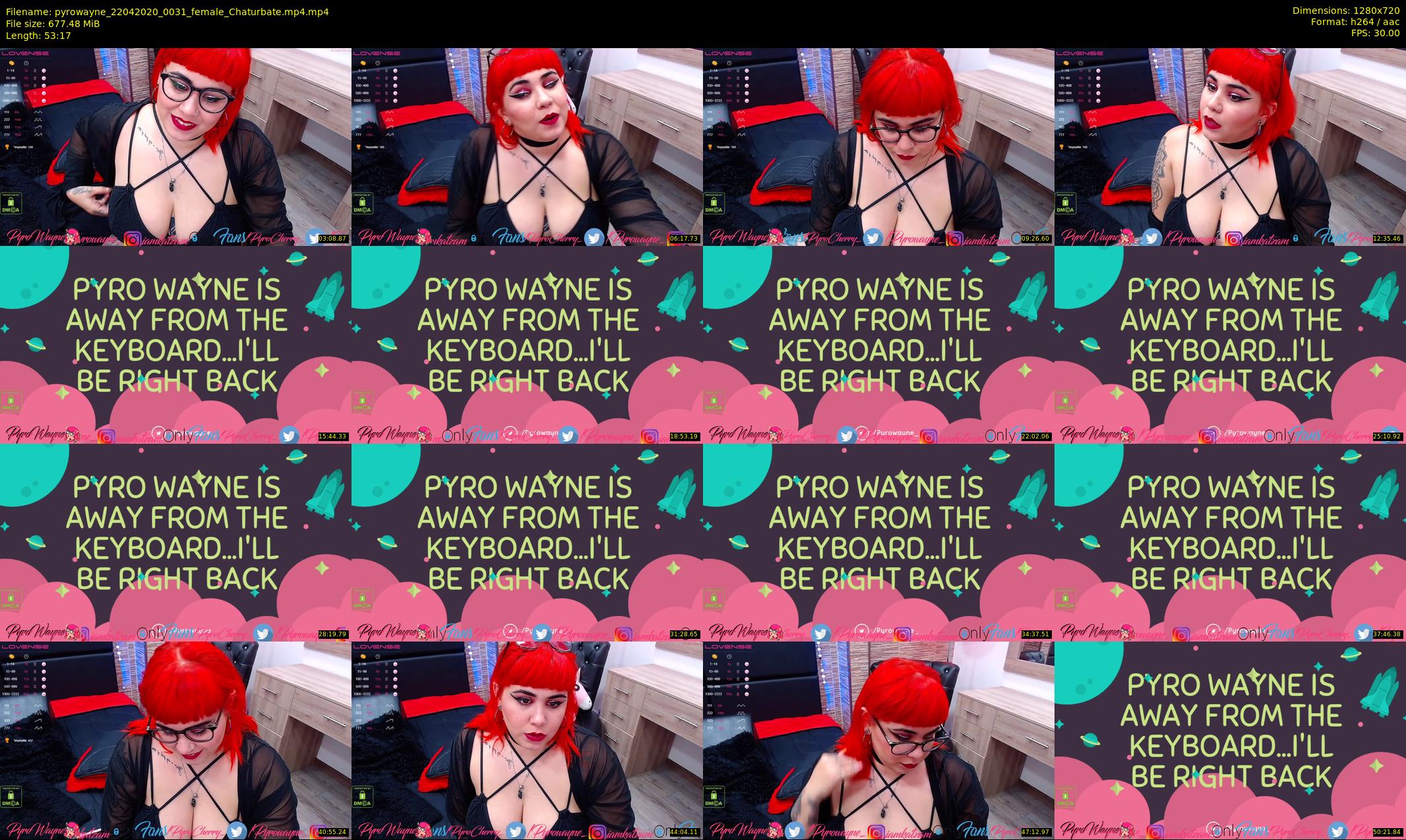 pyrowayne — 54 minute Chaturbate female cam show recording, 720p, Apr 22, 2020