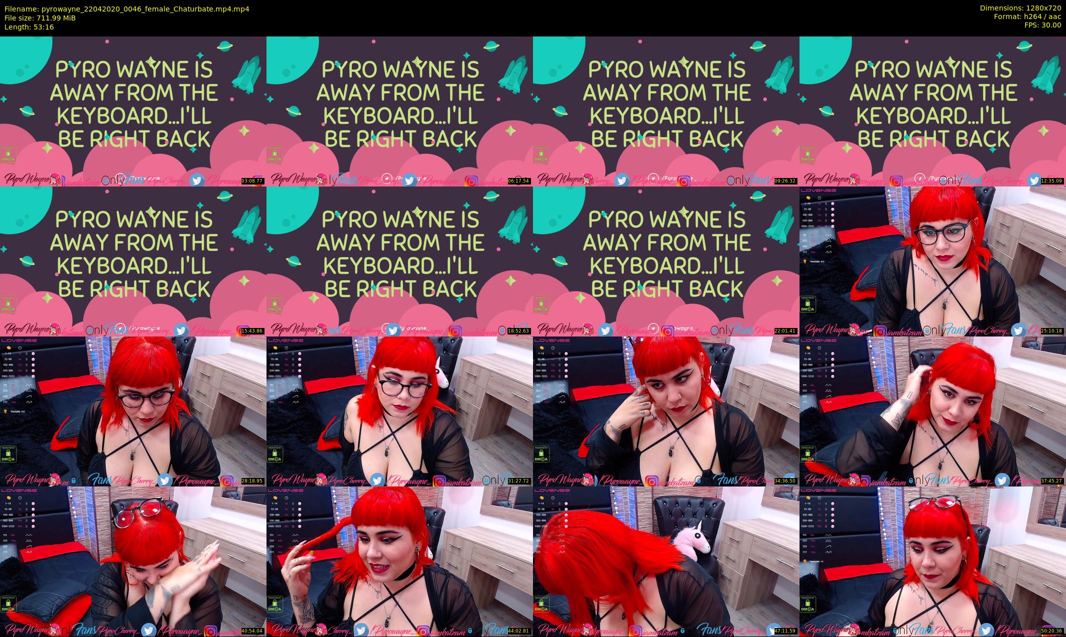 pyrowayne — 54 minute Chaturbate female cam show recording, 720p, Apr 22, 2020
