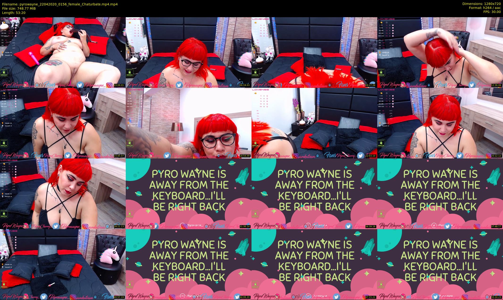 pyrowayne — 54 minute Chaturbate female cam show recording, 720p, Apr 22, 2020