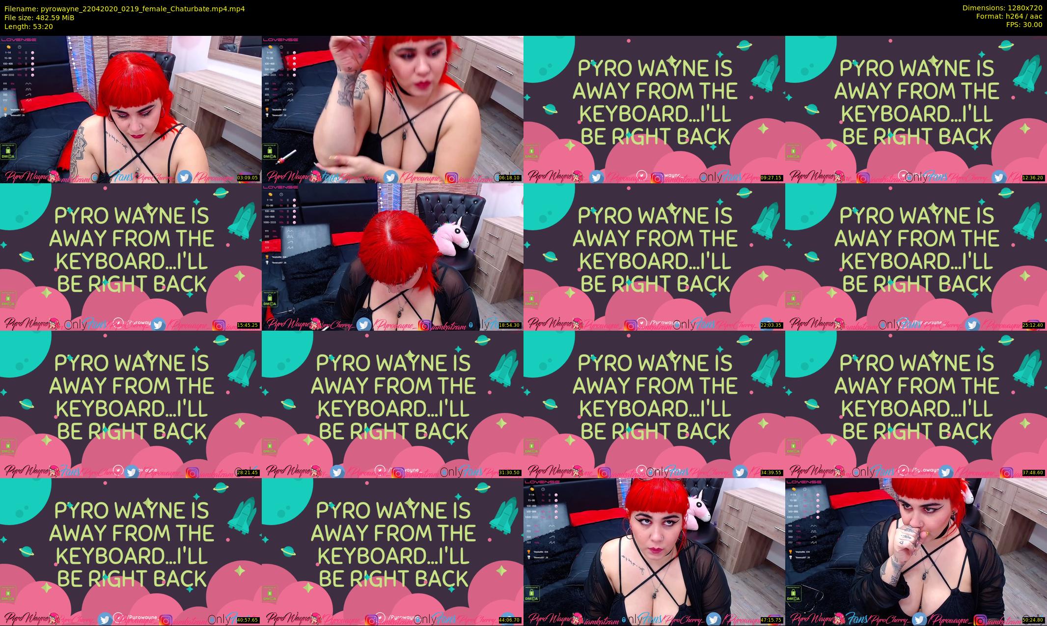 pyrowayne — 54 minute Chaturbate female cam show recording, 720p, Apr 22, 2020