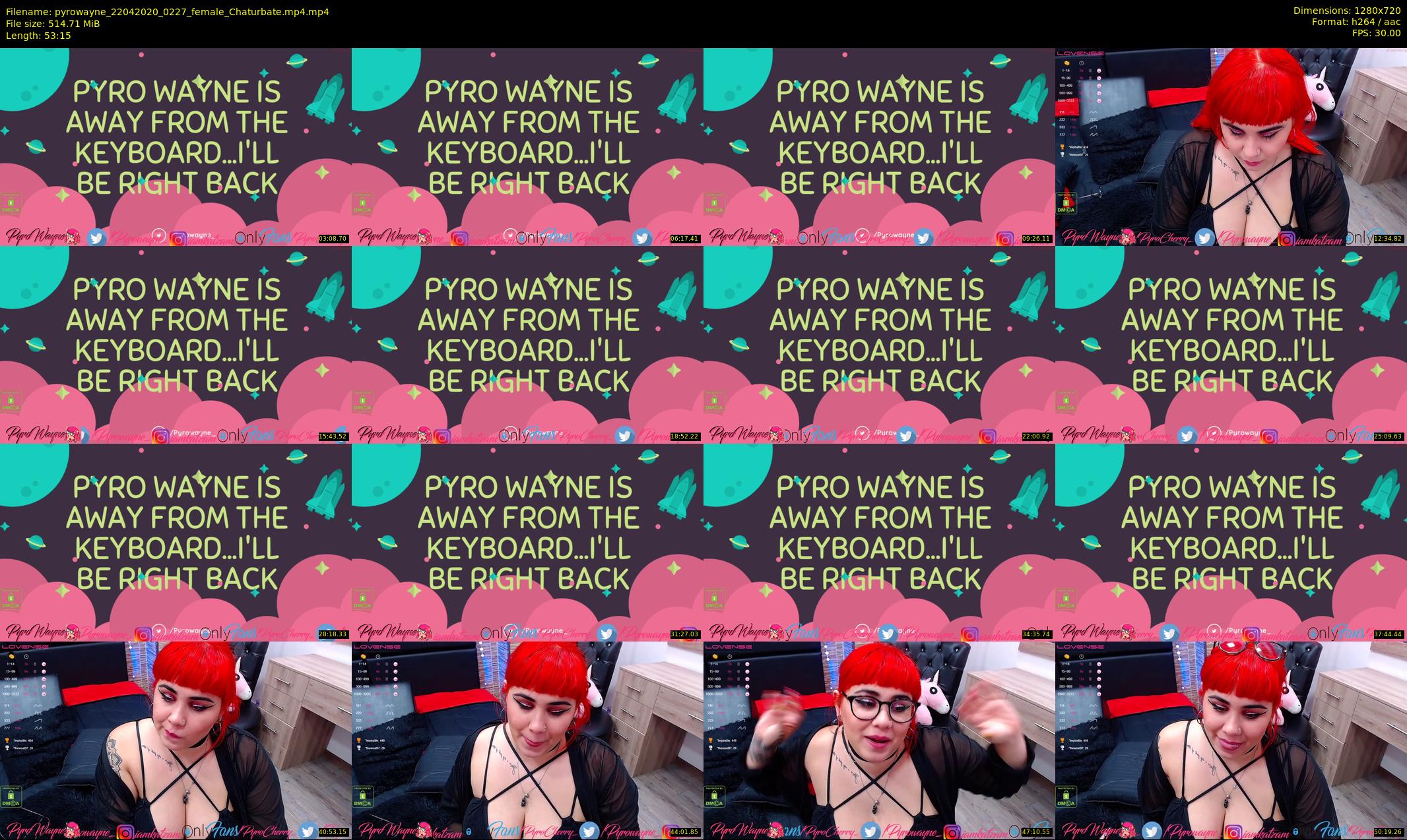 pyrowayne — 54 minute Chaturbate female cam show recording, 720p, Apr 22, 2020