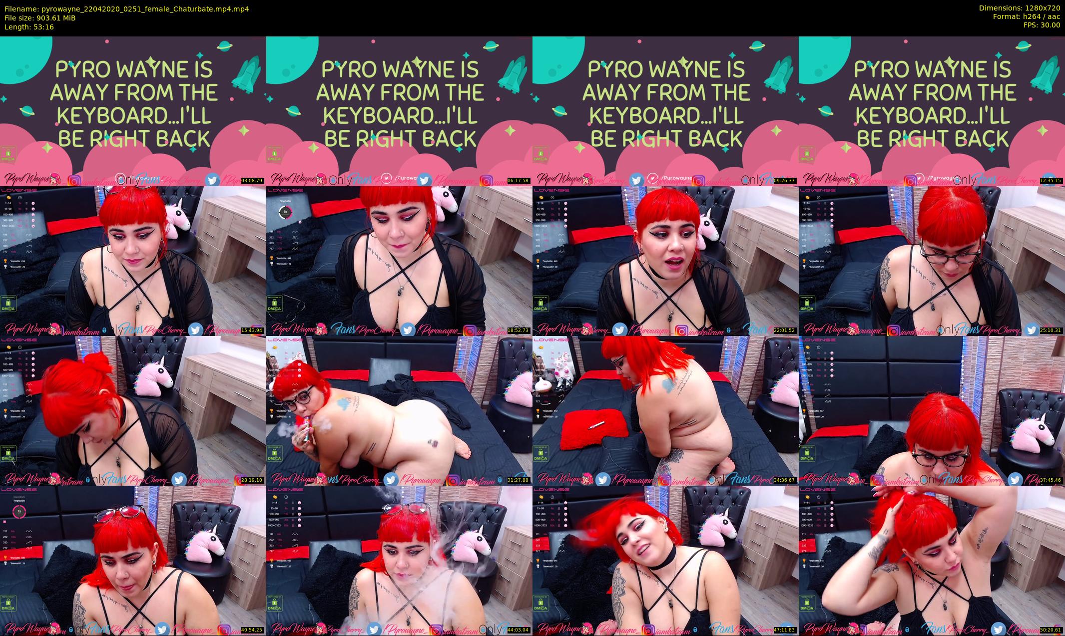 pyrowayne — 54 minute Chaturbate female cam show recording, 720p, Apr 22, 2020