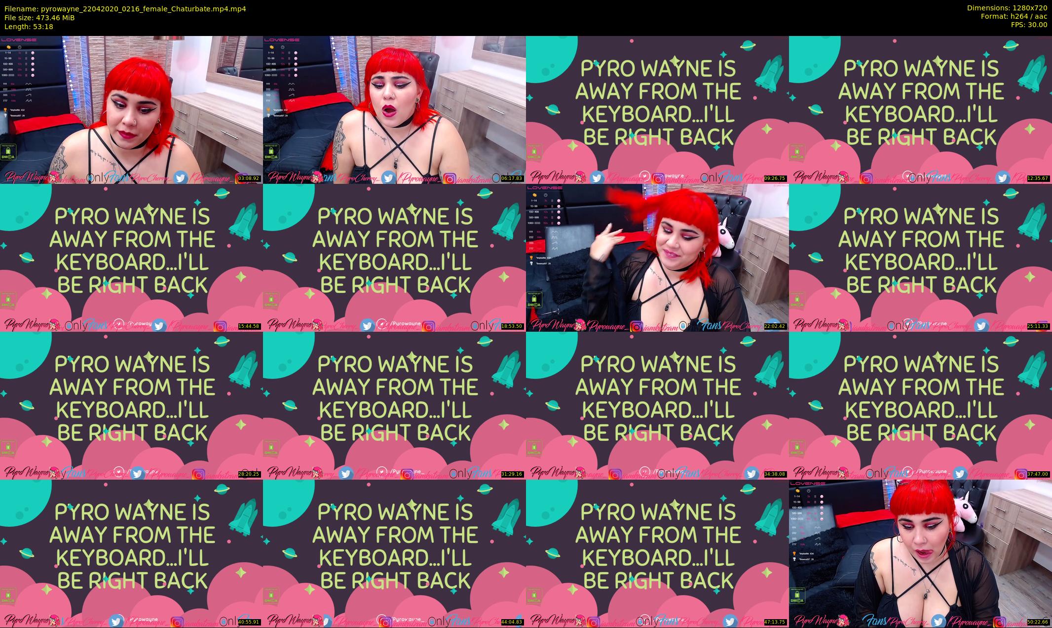 pyrowayne — 54 minute Chaturbate female cam show recording, 720p, Apr 22, 2020