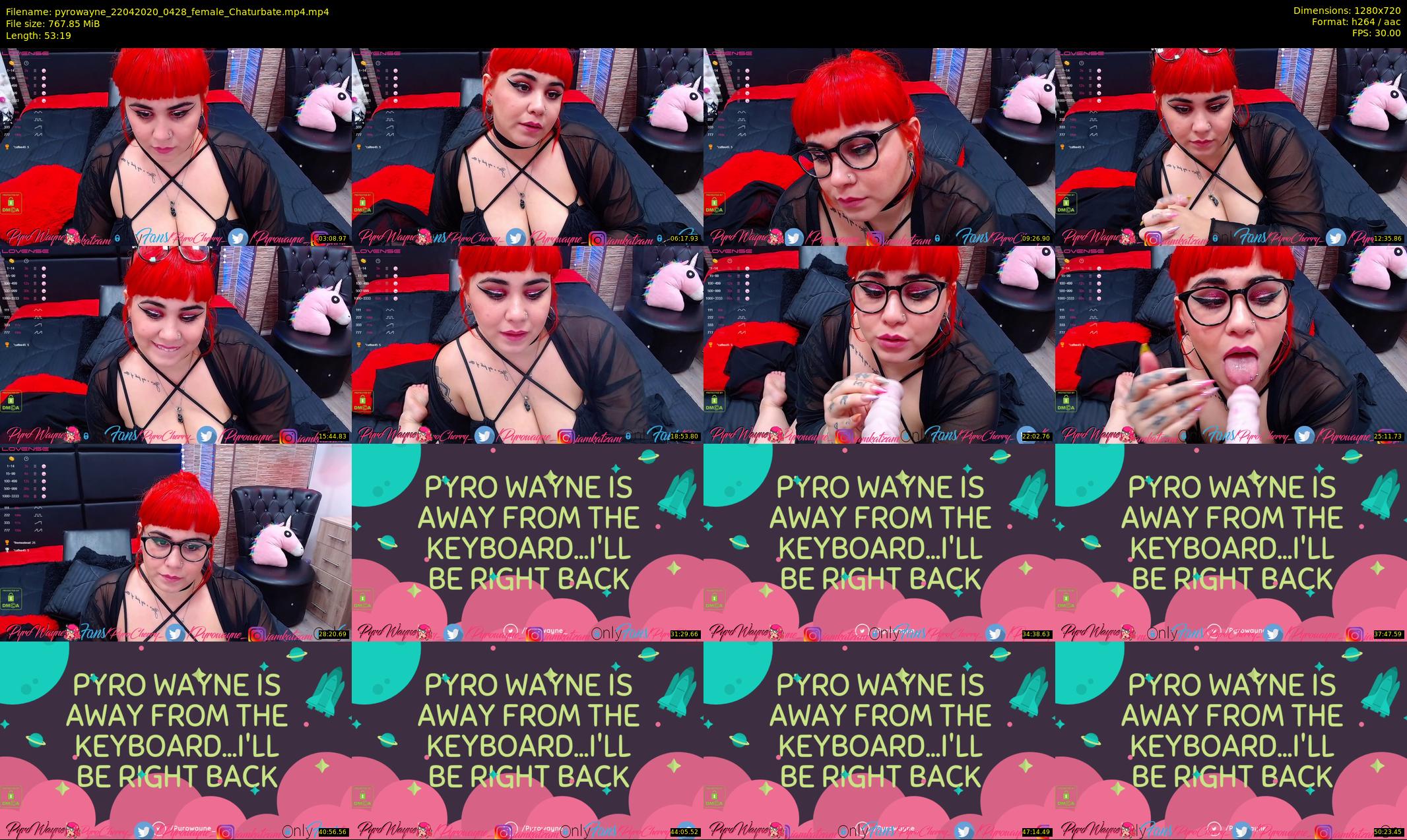 pyrowayne — 54 minute Chaturbate female cam show recording, 720p, Apr 22, 2020
