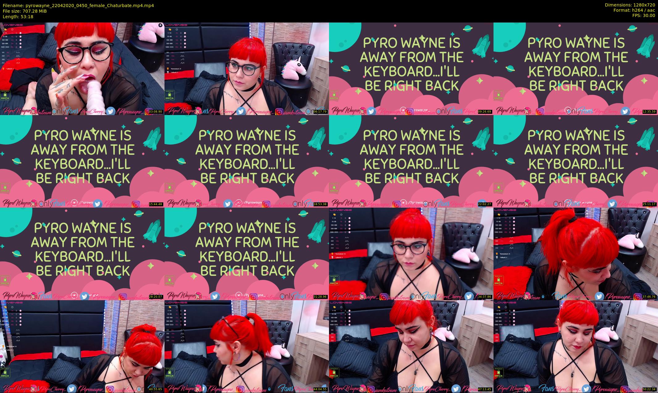 pyrowayne — 54 minute Chaturbate female cam show recording, 720p, Apr 22, 2020