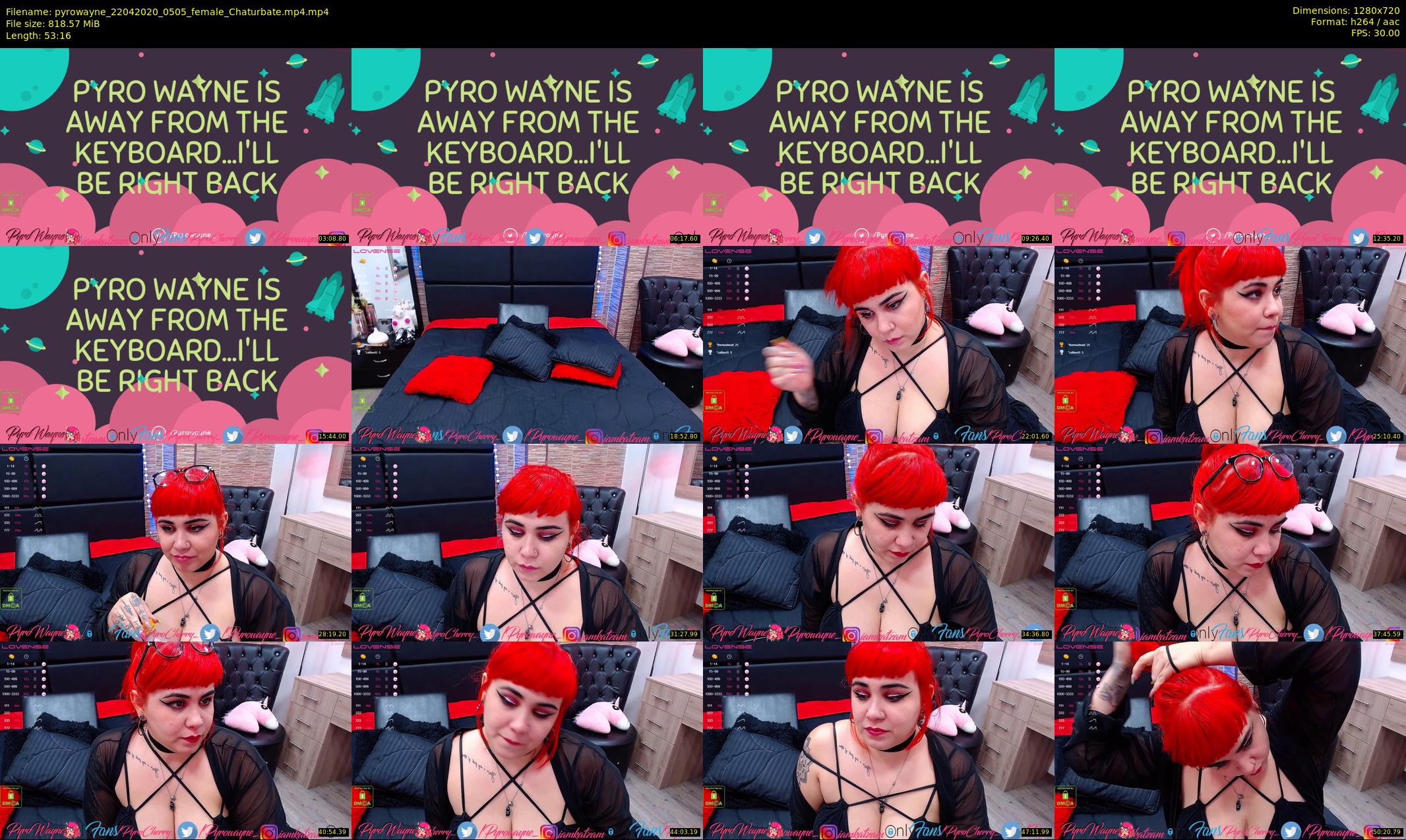 pyrowayne — 54 minute Chaturbate female cam show recording, 720p, Apr 22, 2020