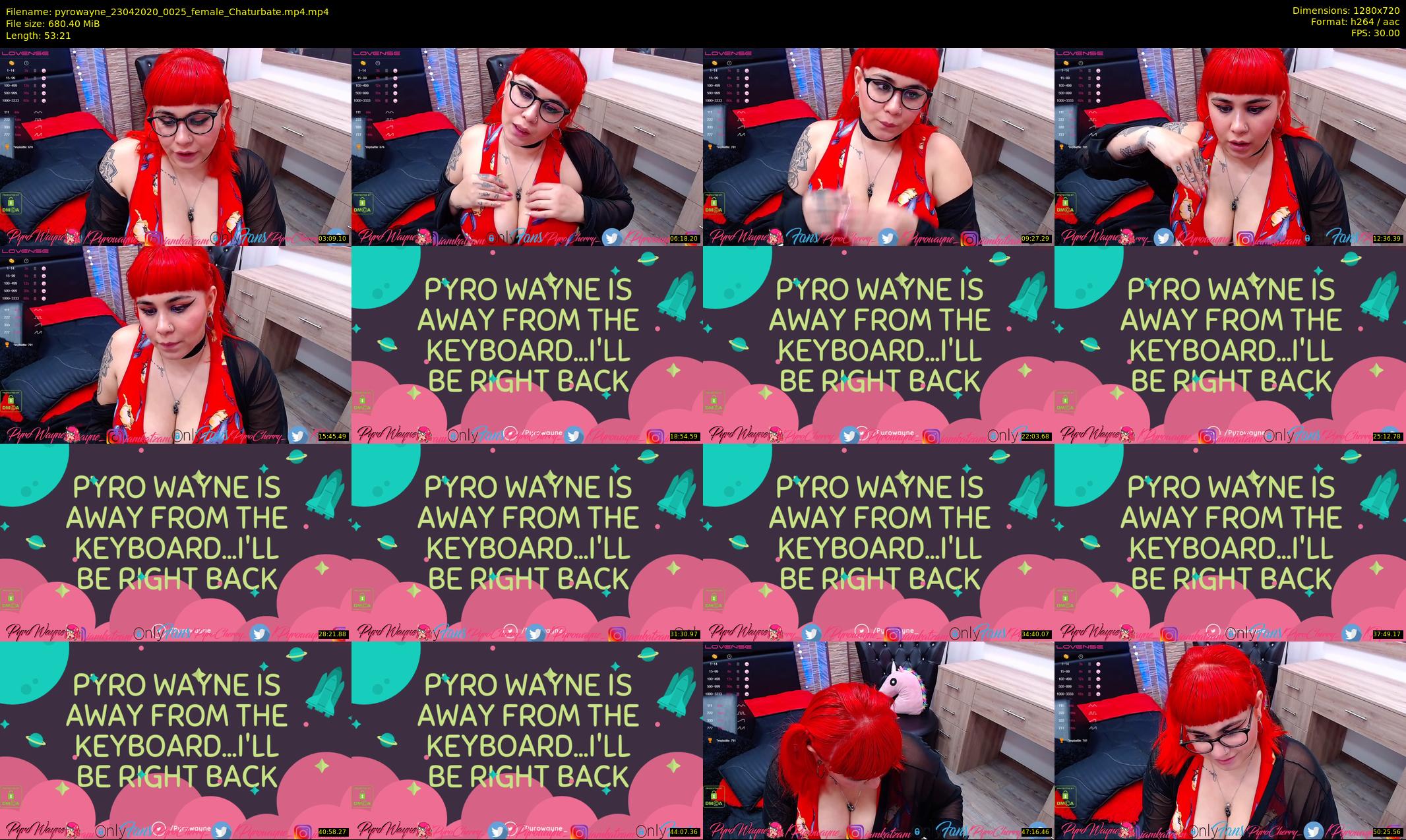 pyrowayne — 54 minute Chaturbate female cam show recording, 720p, Apr 23, 2020