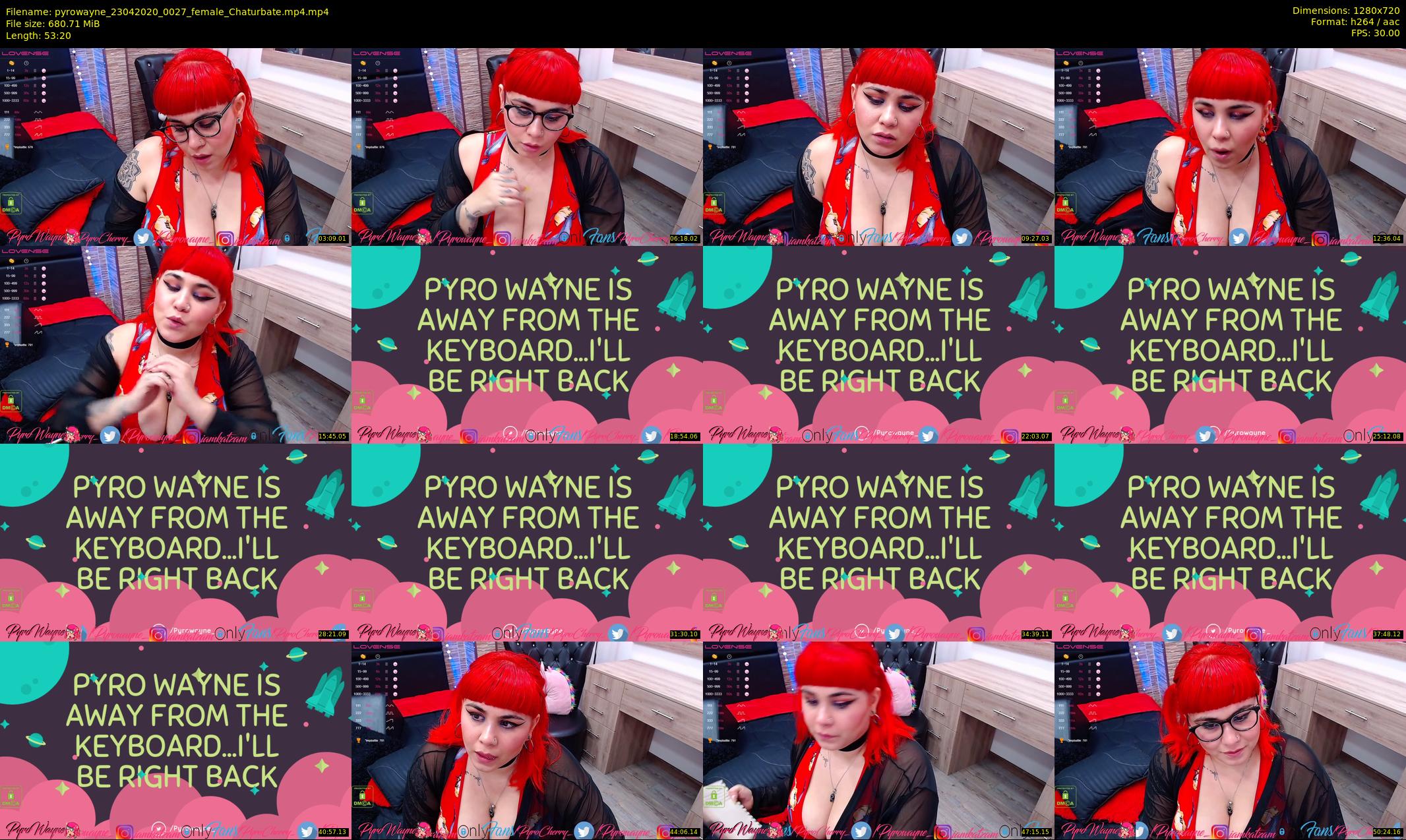 pyrowayne — 54 minute Chaturbate female cam show recording, 720p, Apr 23, 2020