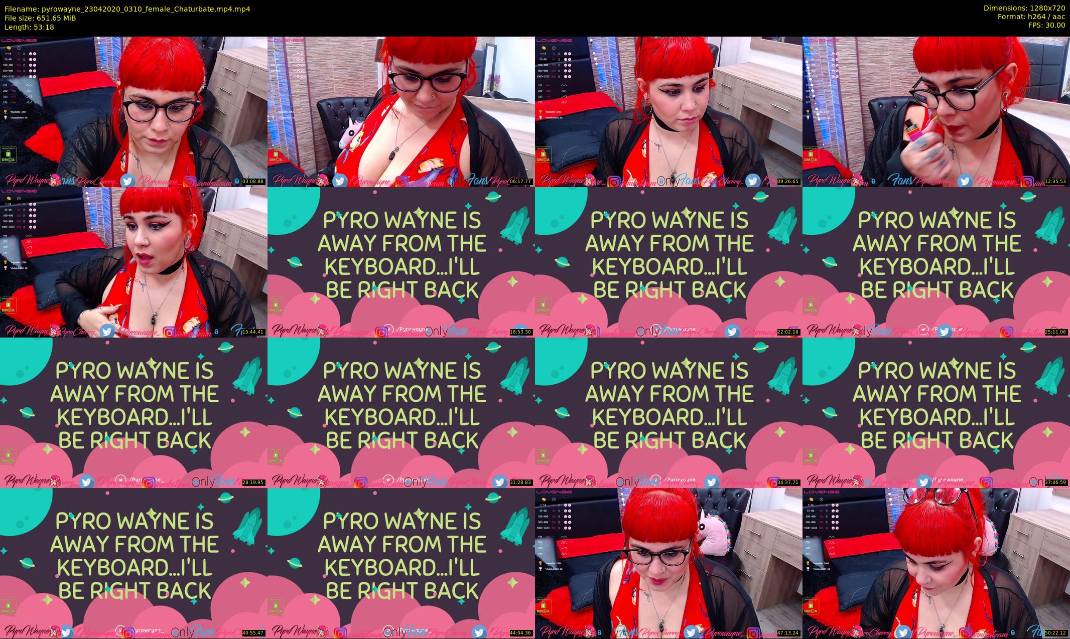 pyrowayne — 54 minute Chaturbate female cam show recording, 720p, Apr 23, 2020