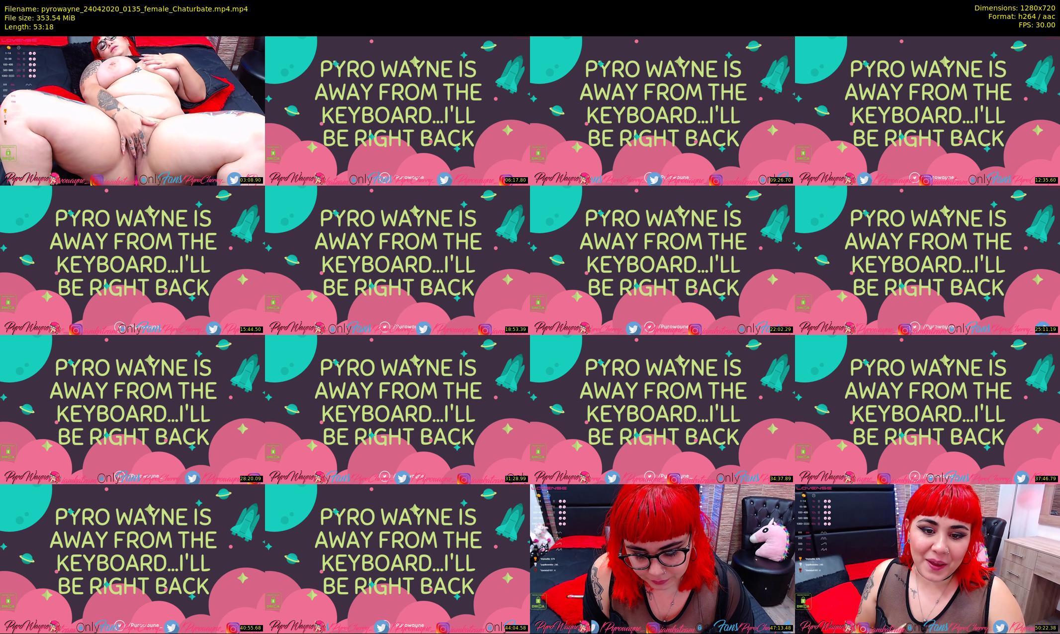 pyrowayne — 54 minute Chaturbate female cam show recording, 720p, Apr 24, 2020