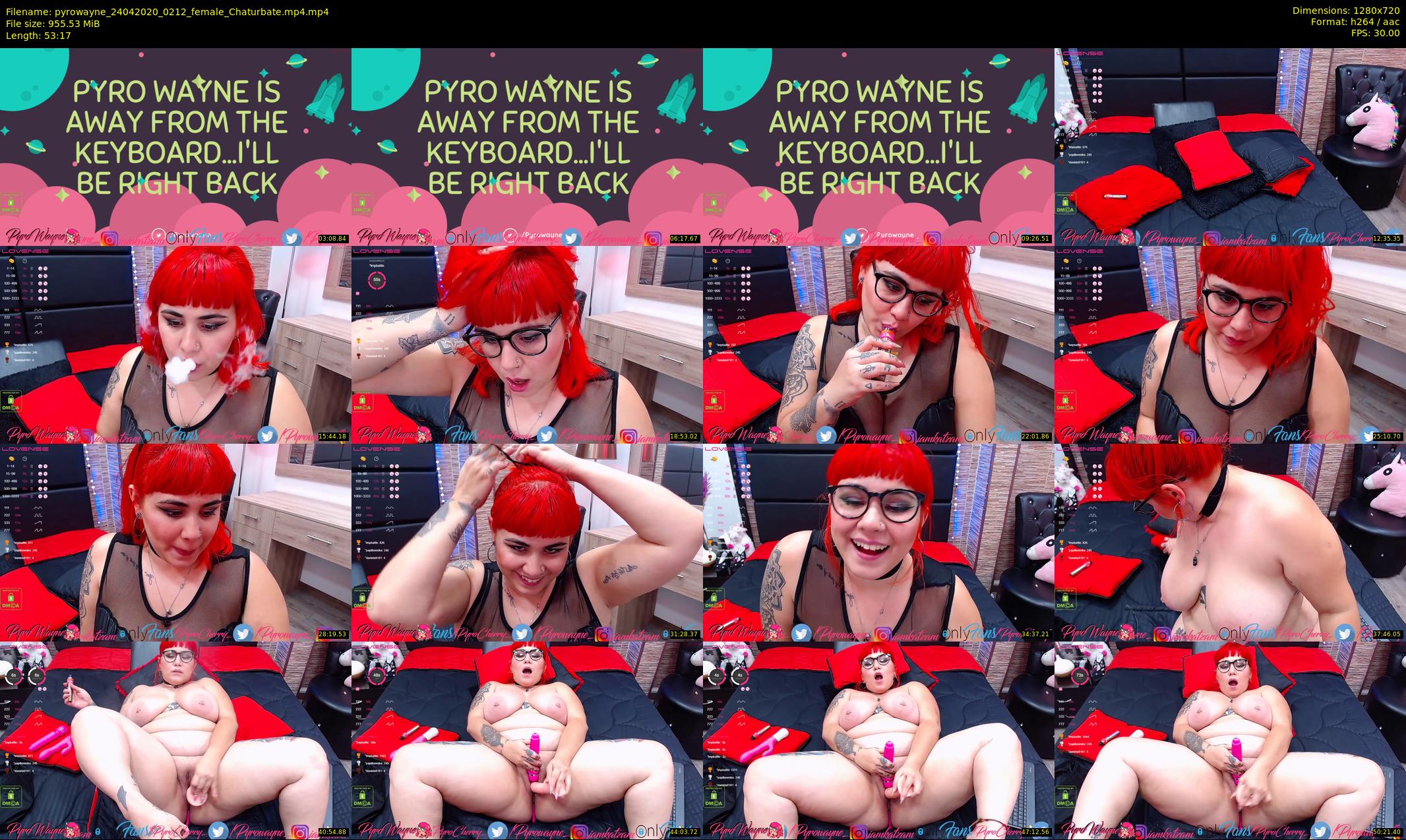 pyrowayne — 54 minute Chaturbate female cam show recording, 720p, Apr 24, 2020