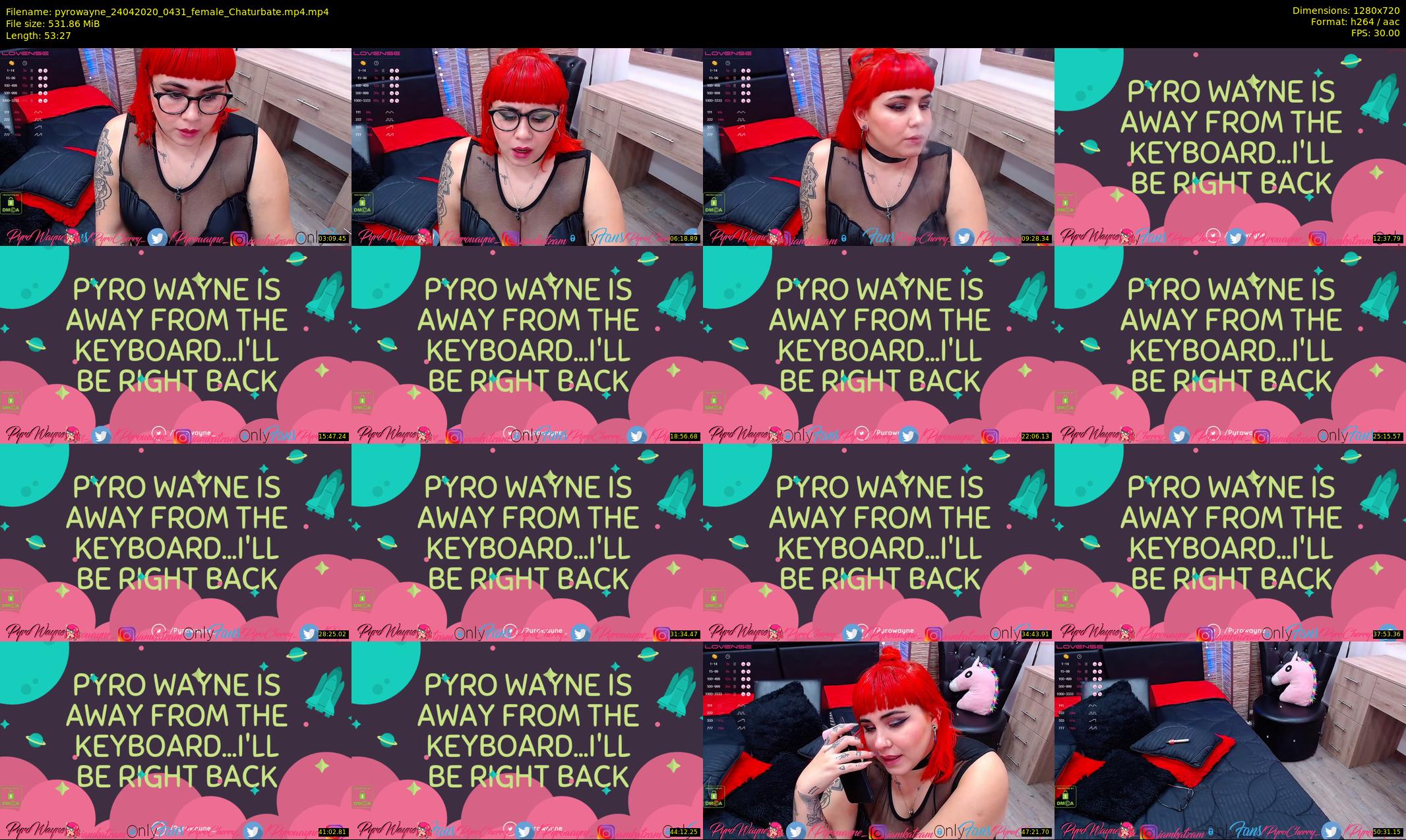 pyrowayne — 54 minute Chaturbate female cam show recording, 720p, Apr 24, 2020