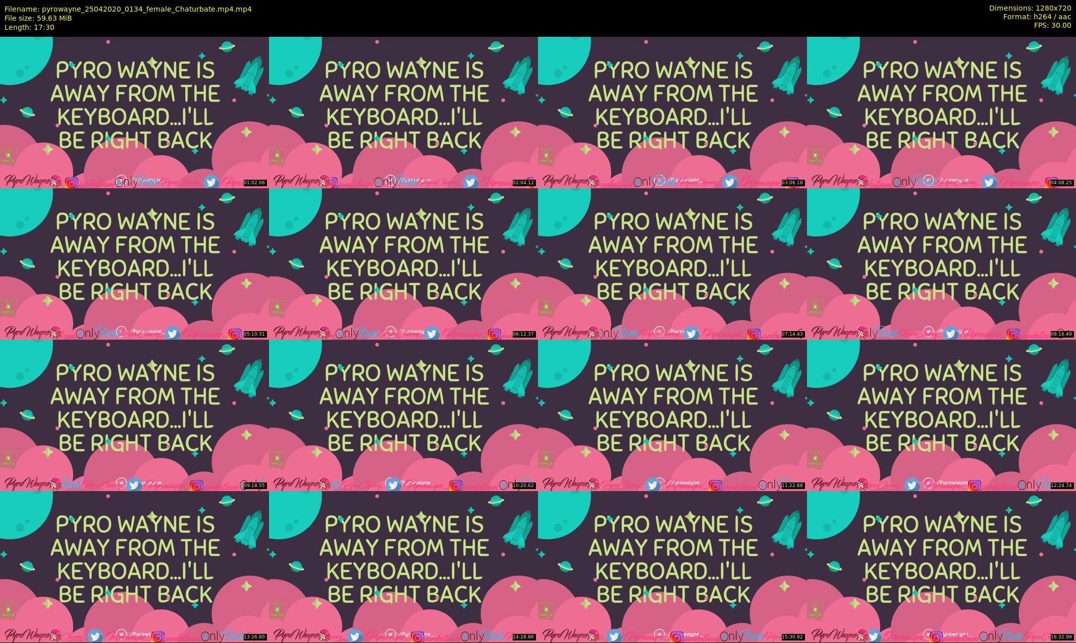 pyrowayne — 18 minute Chaturbate female cam show recording, 720p, Apr 25, 2020
