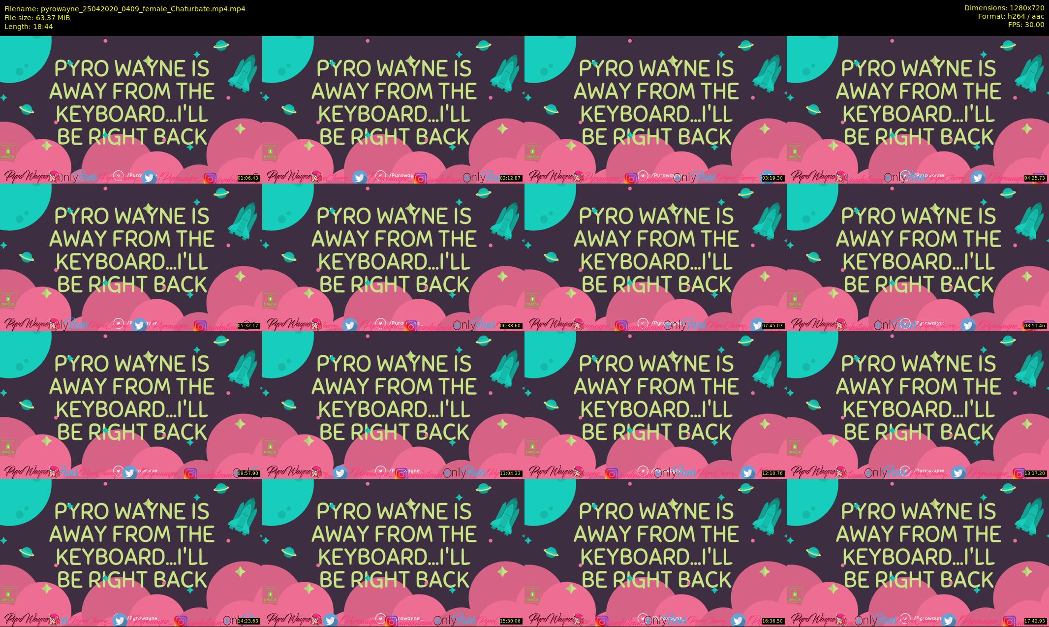 pyrowayne — 19 minute Chaturbate female cam show recording, 720p, Apr 25, 2020