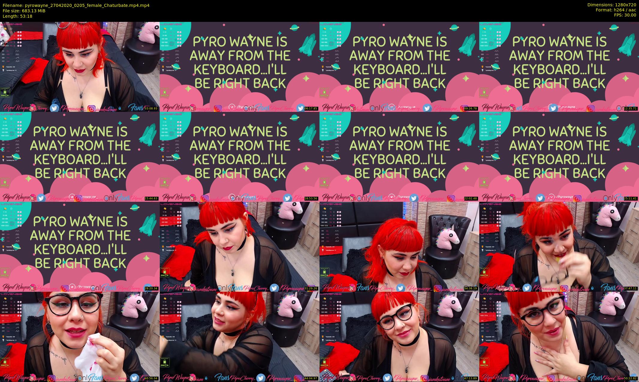 pyrowayne — 54 minute Chaturbate female cam show recording, 720p, Apr 27, 2020