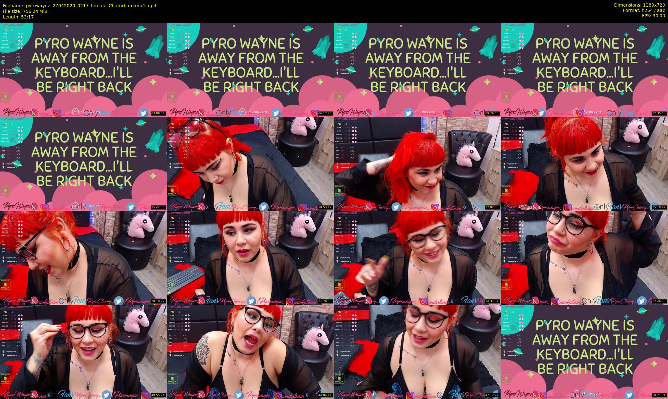 pyrowayne — 54 minute Chaturbate female cam show recording, 720p, Apr 27, 2020