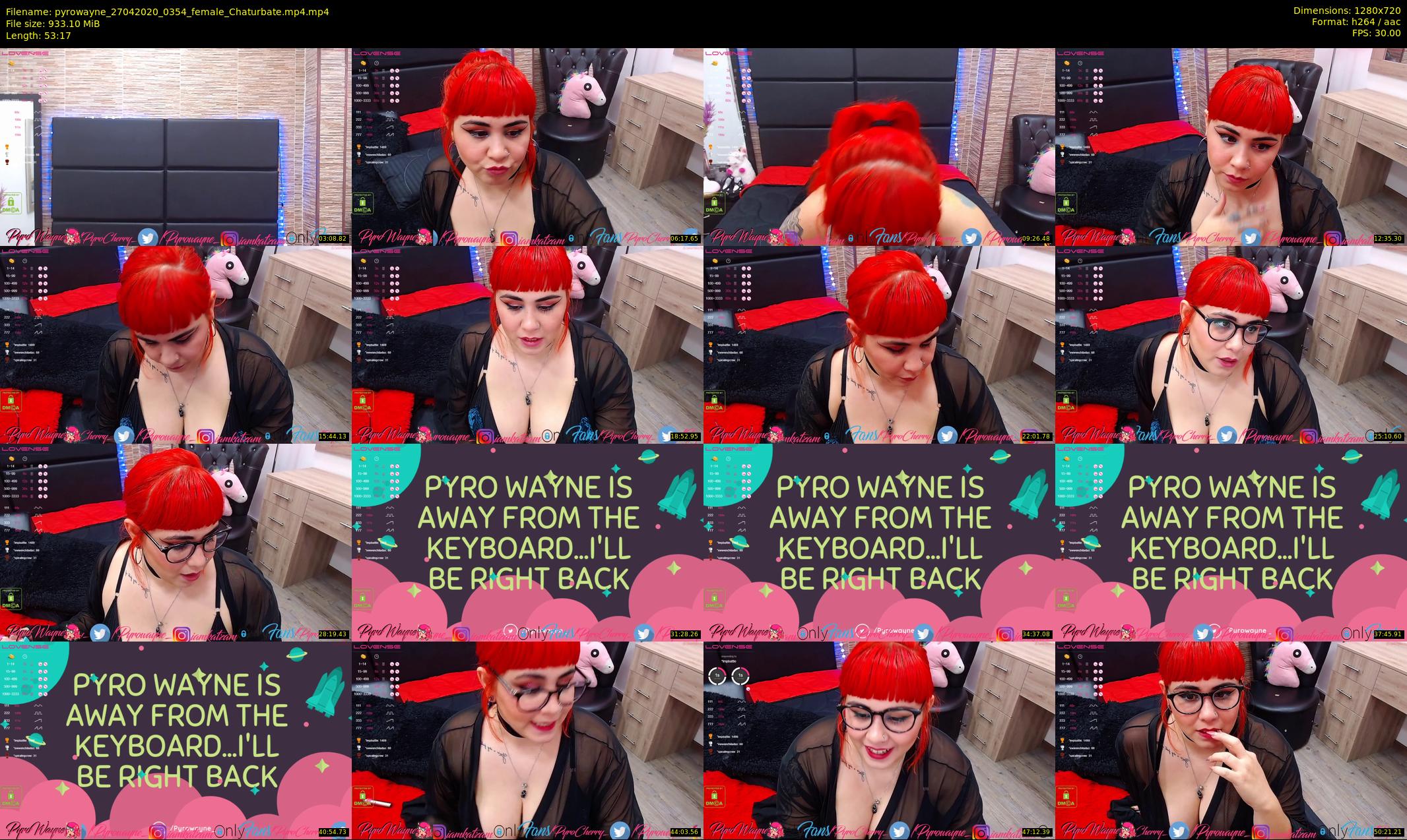 pyrowayne — 54 minute Chaturbate female cam show recording, 720p, Apr 27, 2020