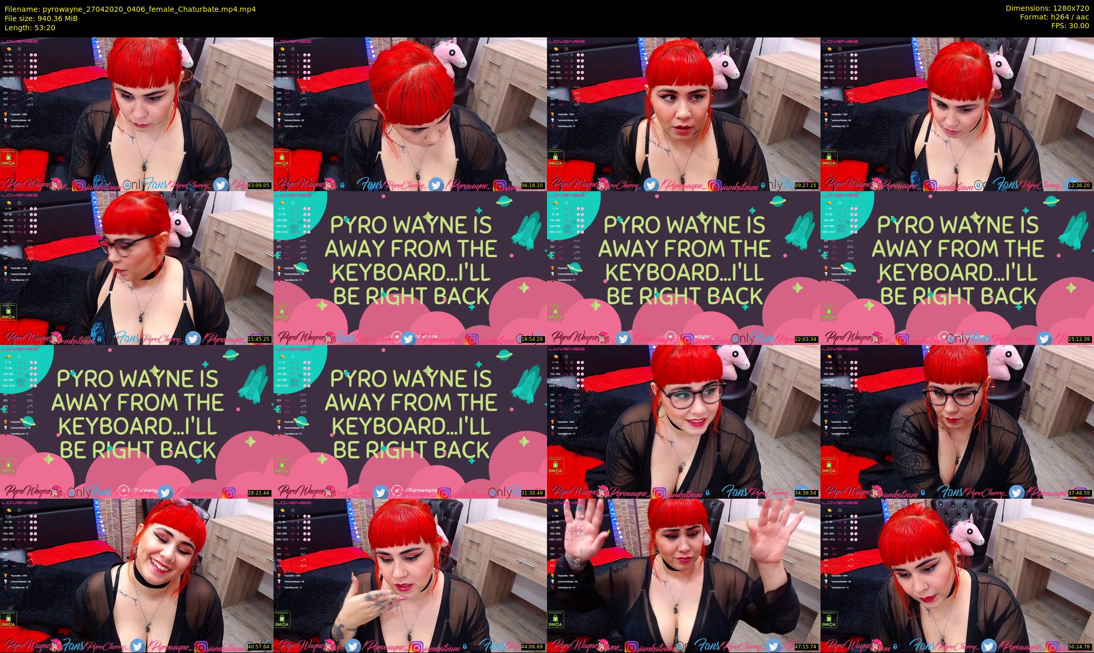 pyrowayne — 54 minute Chaturbate female cam show recording, 720p, Apr 27, 2020