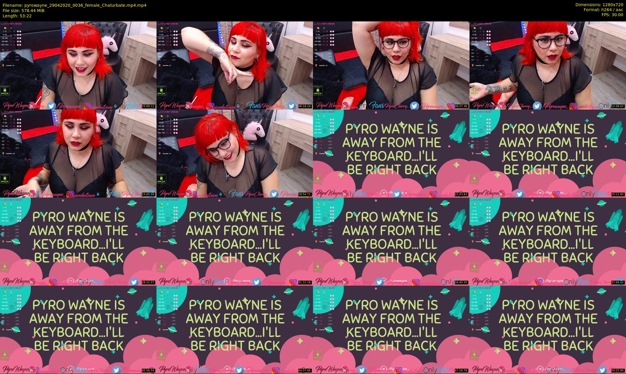 pyrowayne — 54 minute Chaturbate female cam show recording, 720p, Apr 29, 2020