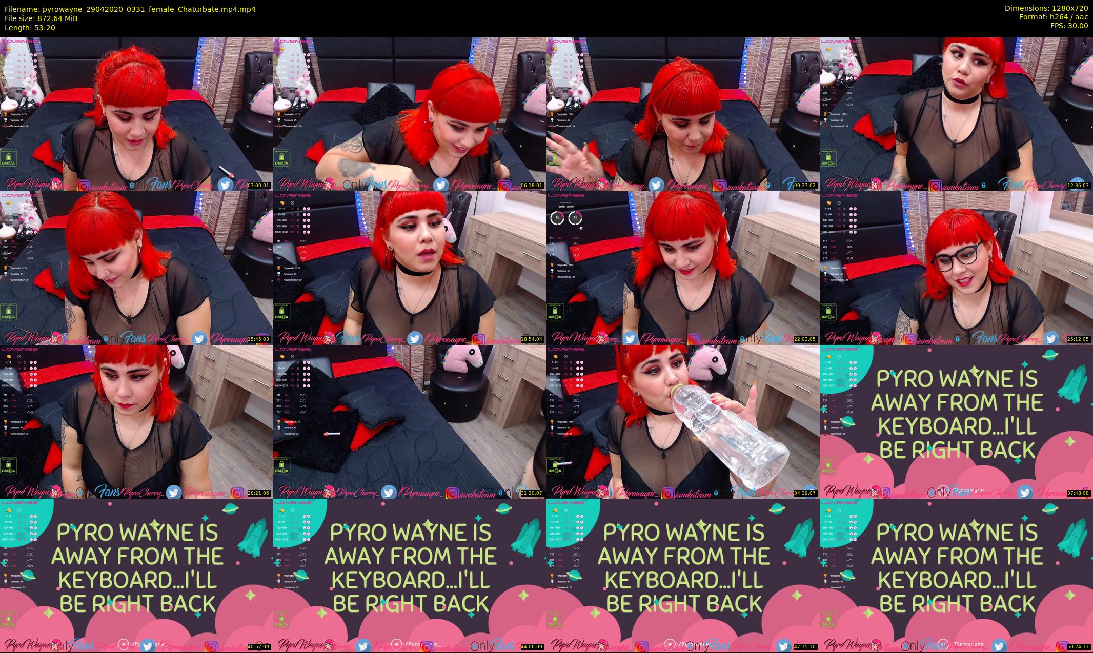 pyrowayne — 54 minute Chaturbate female cam show recording, 720p, Apr 29, 2020