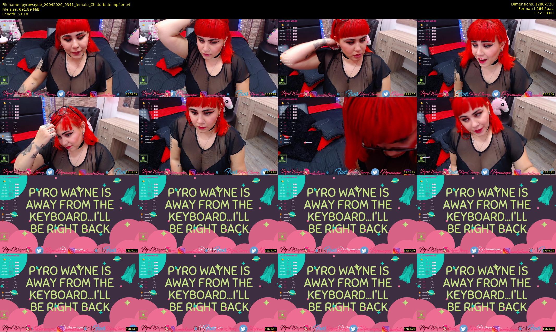 pyrowayne — 54 minute Chaturbate female cam show recording, 720p, Apr 29, 2020