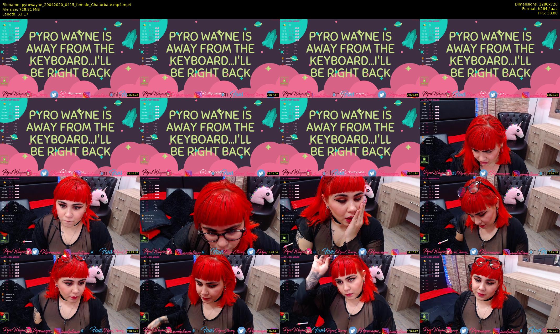 pyrowayne — 54 minute Chaturbate female cam show recording, 720p, Apr 29, 2020