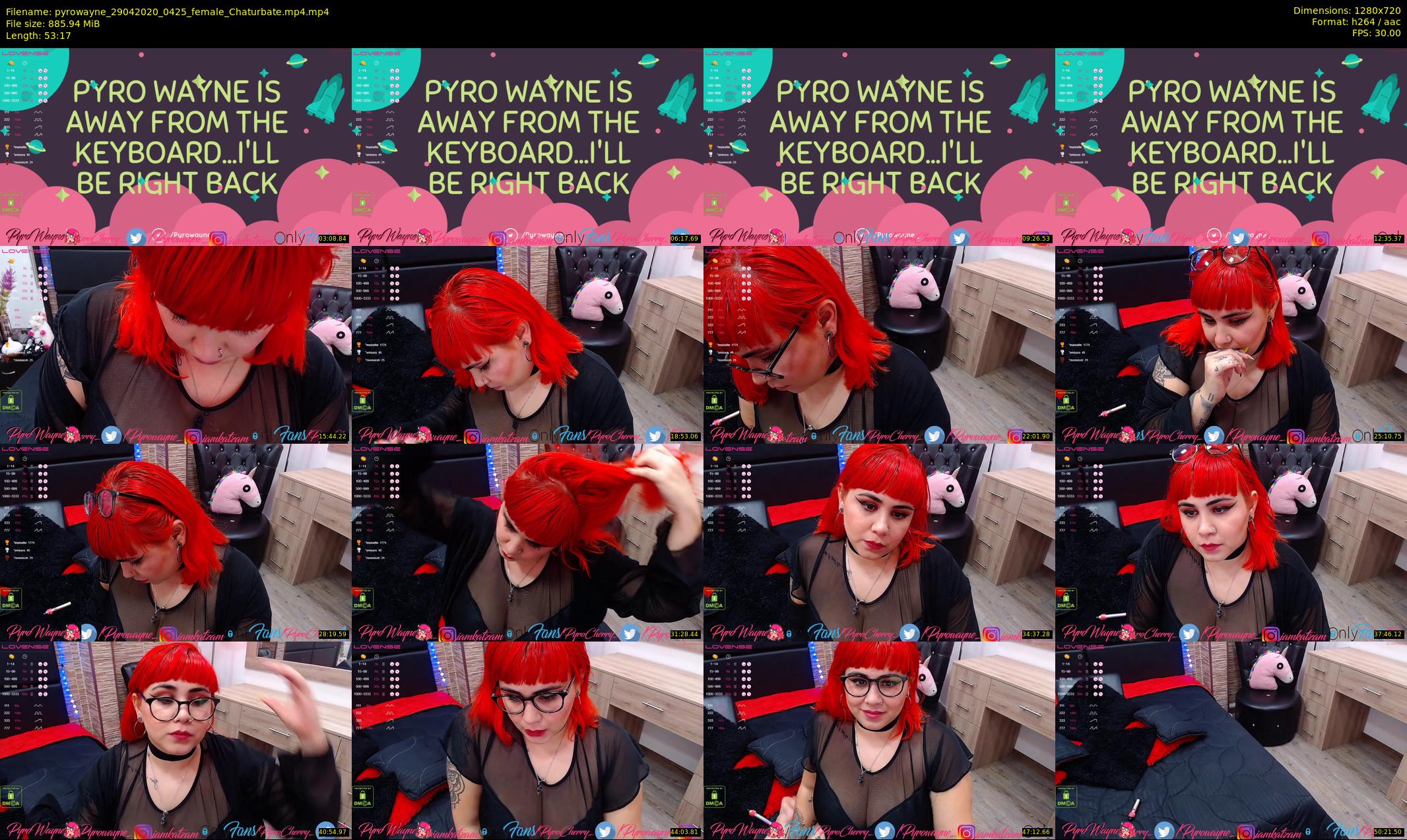 pyrowayne — 54 minute Chaturbate female cam show recording, 720p, Apr 29, 2020