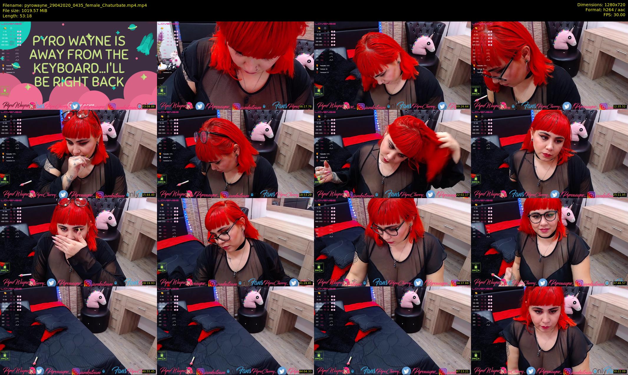pyrowayne — 54 minute Chaturbate female cam show recording, 720p, Apr 29, 2020