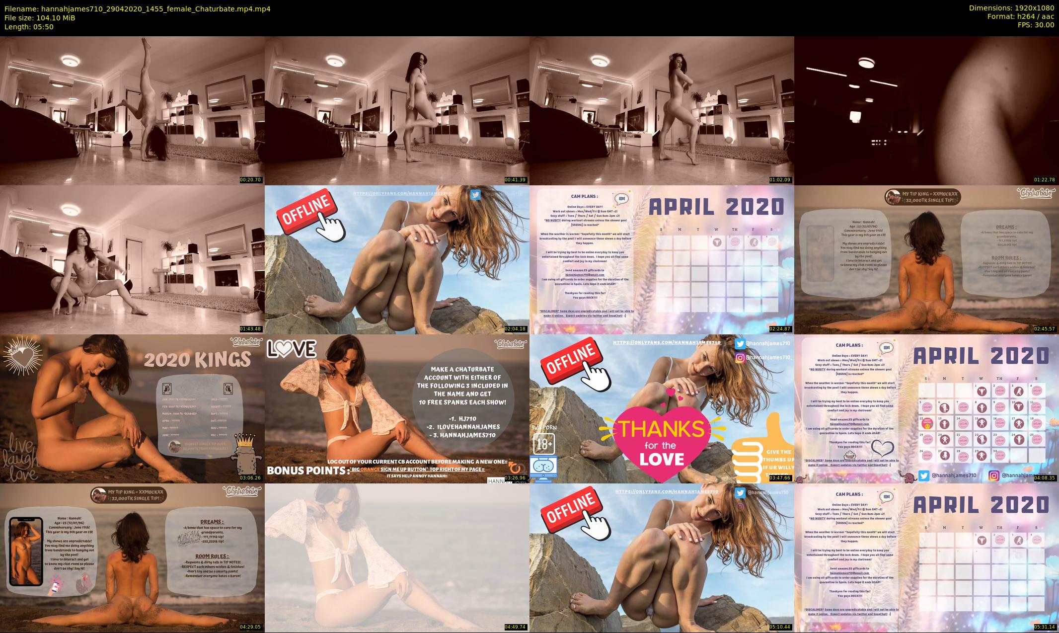 hannahjames710 — 6 minute Chaturbate female cam show recording, 1080p, Apr 29, 2020