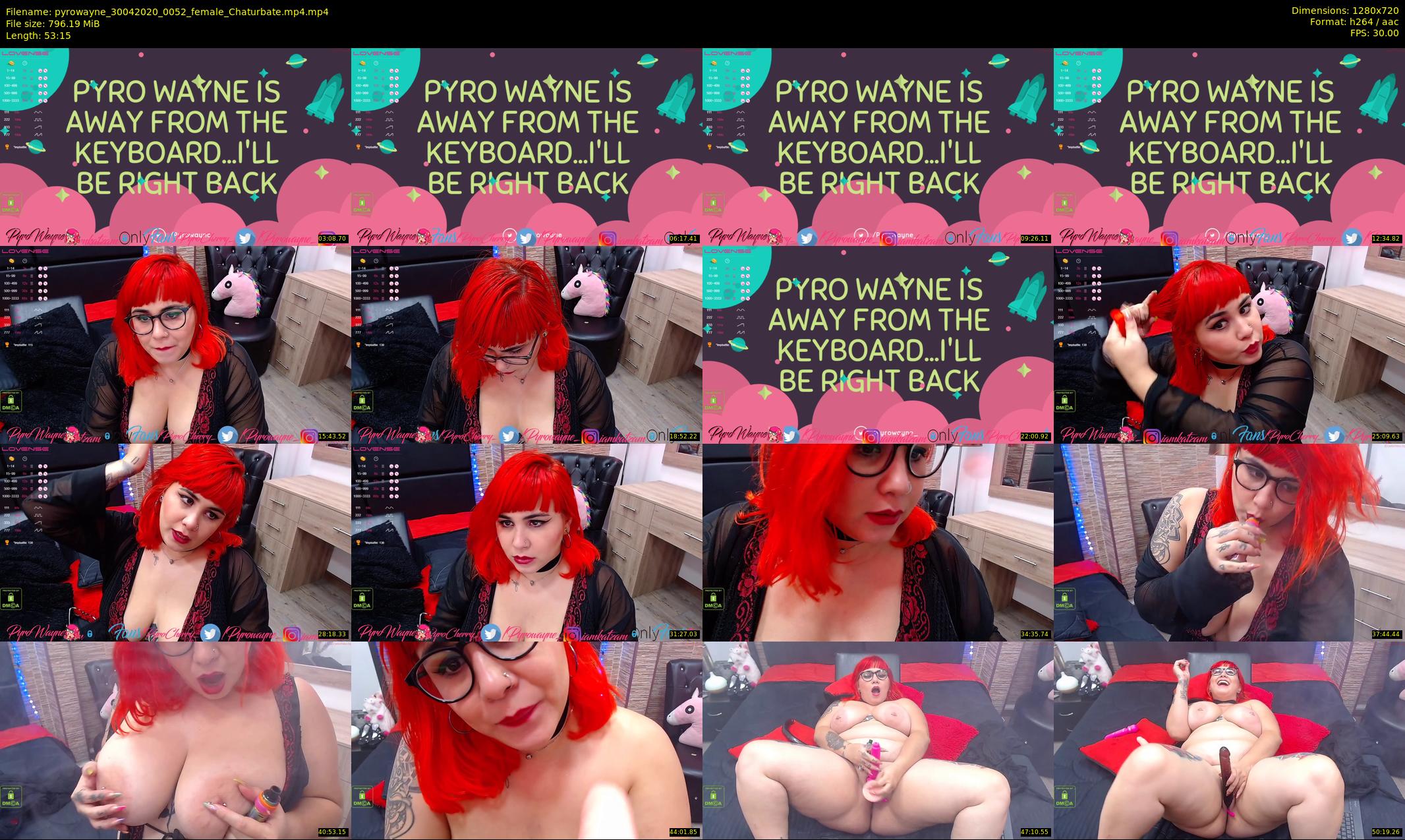 pyrowayne — 54 minute Chaturbate female cam show recording, 720p, Apr 30, 2020