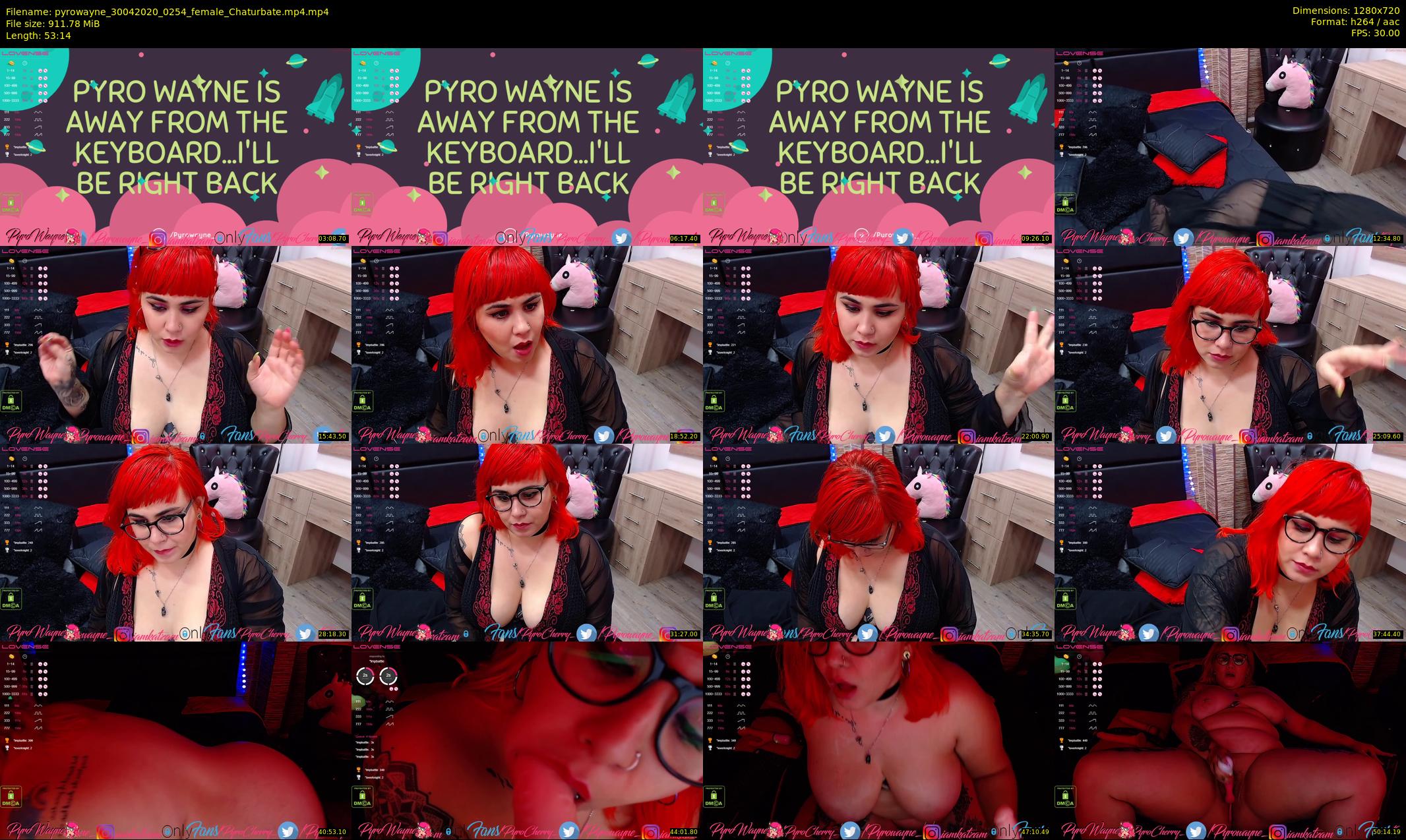pyrowayne — 54 minute Chaturbate female cam show recording, 720p, Apr 30, 2020