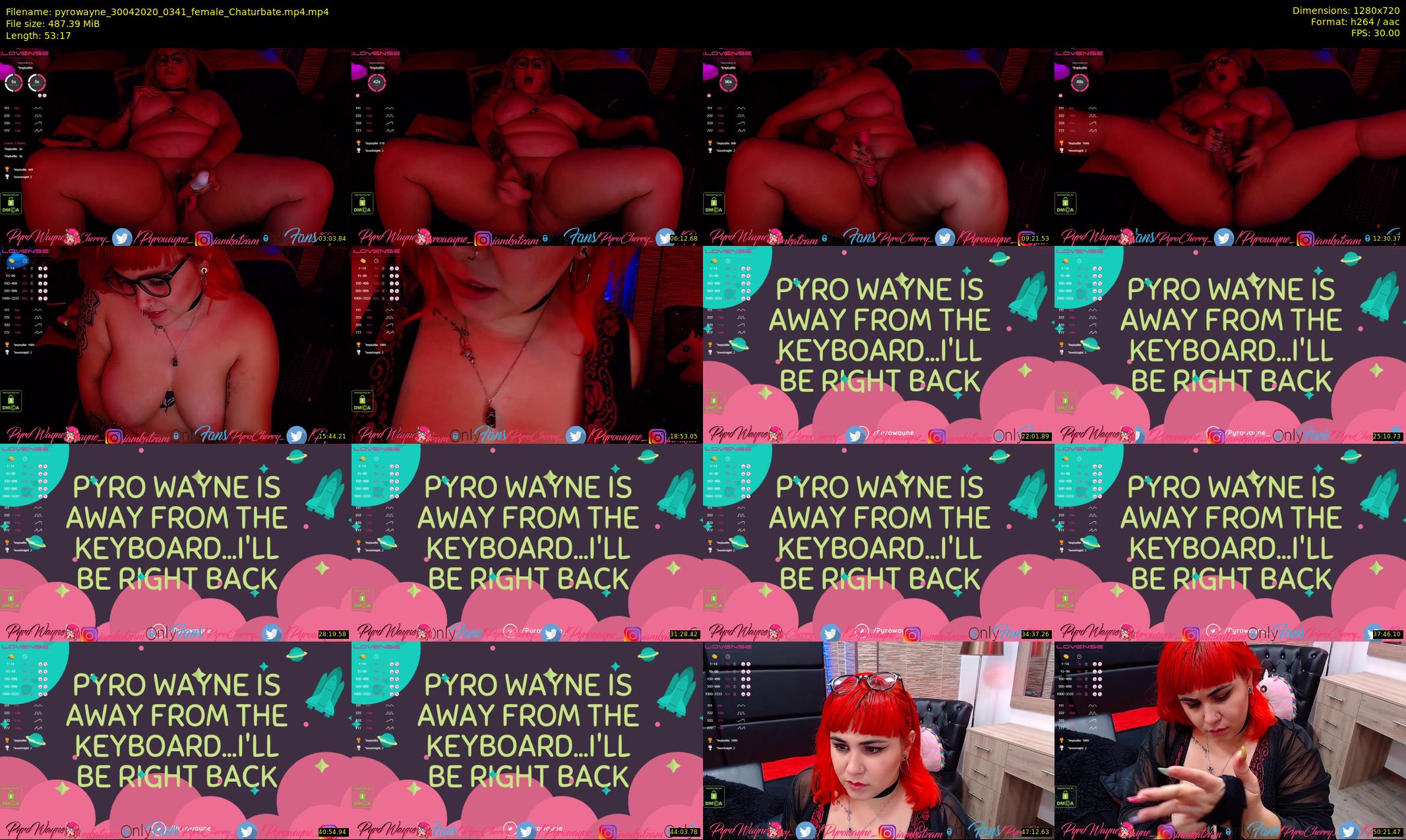 pyrowayne — 54 minute Chaturbate female cam show recording, 720p, Apr 30, 2020